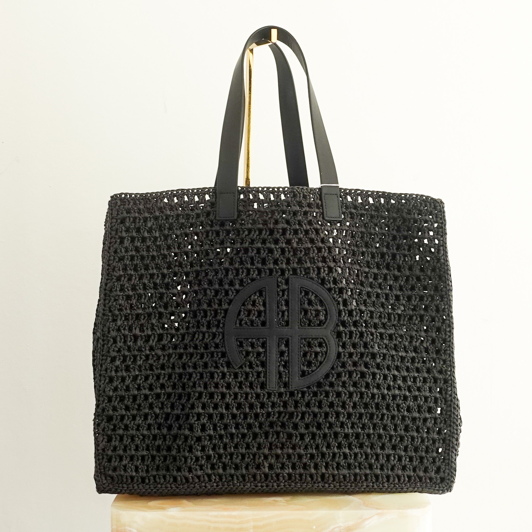 NEW black raffia basket bag RRP £450