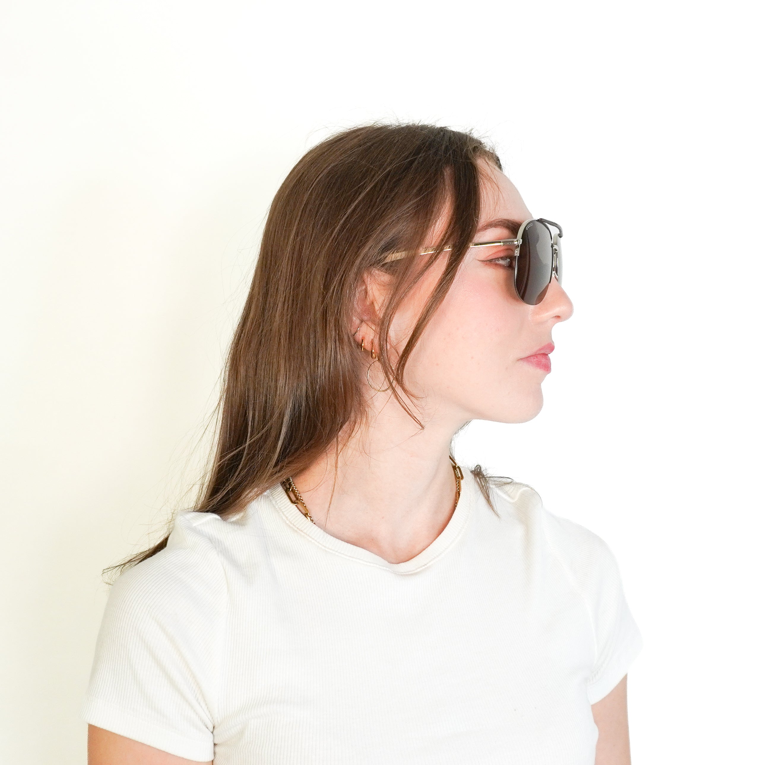 Gucci GG2165S Silver Square Aviator Sunglasses (RRP £350) | Authentic Preloved FINAL SALE