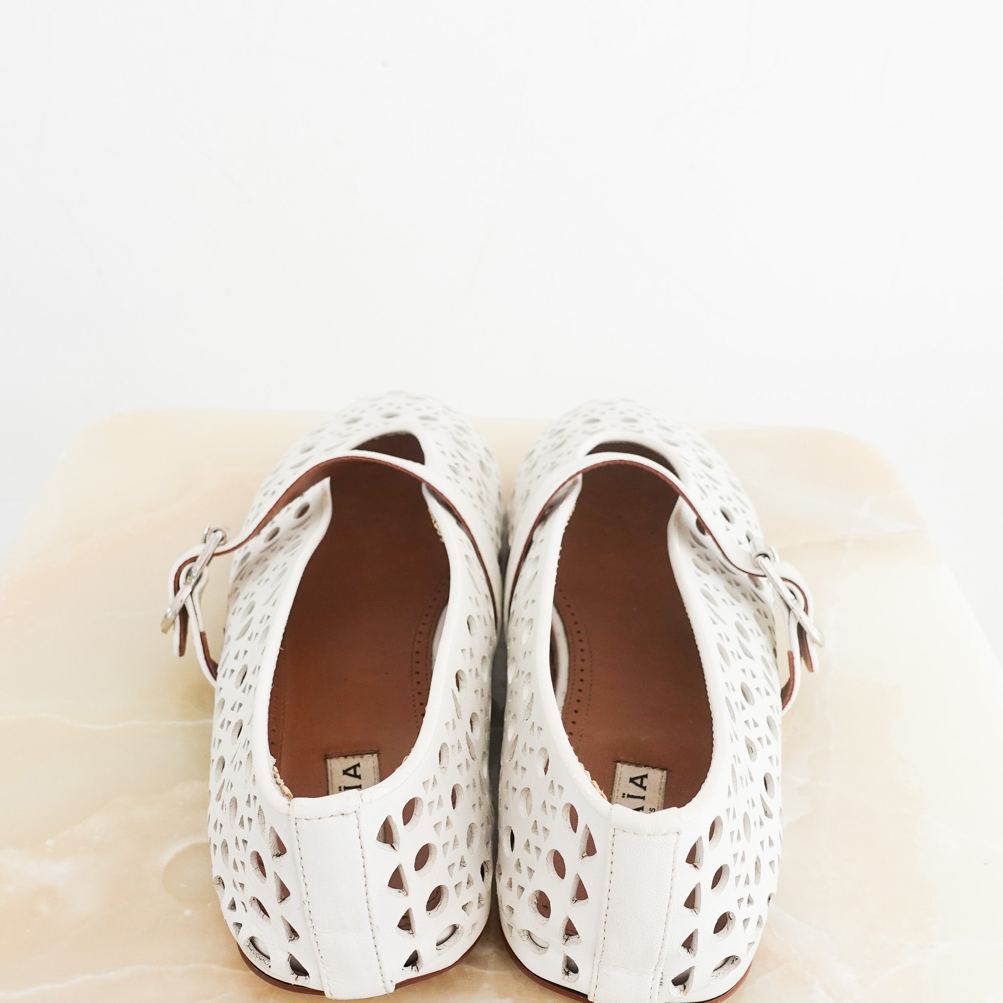 ALAIA Laser - cut white Ballet Flats RRP £850 | Preloved Authentic - Reloved Again