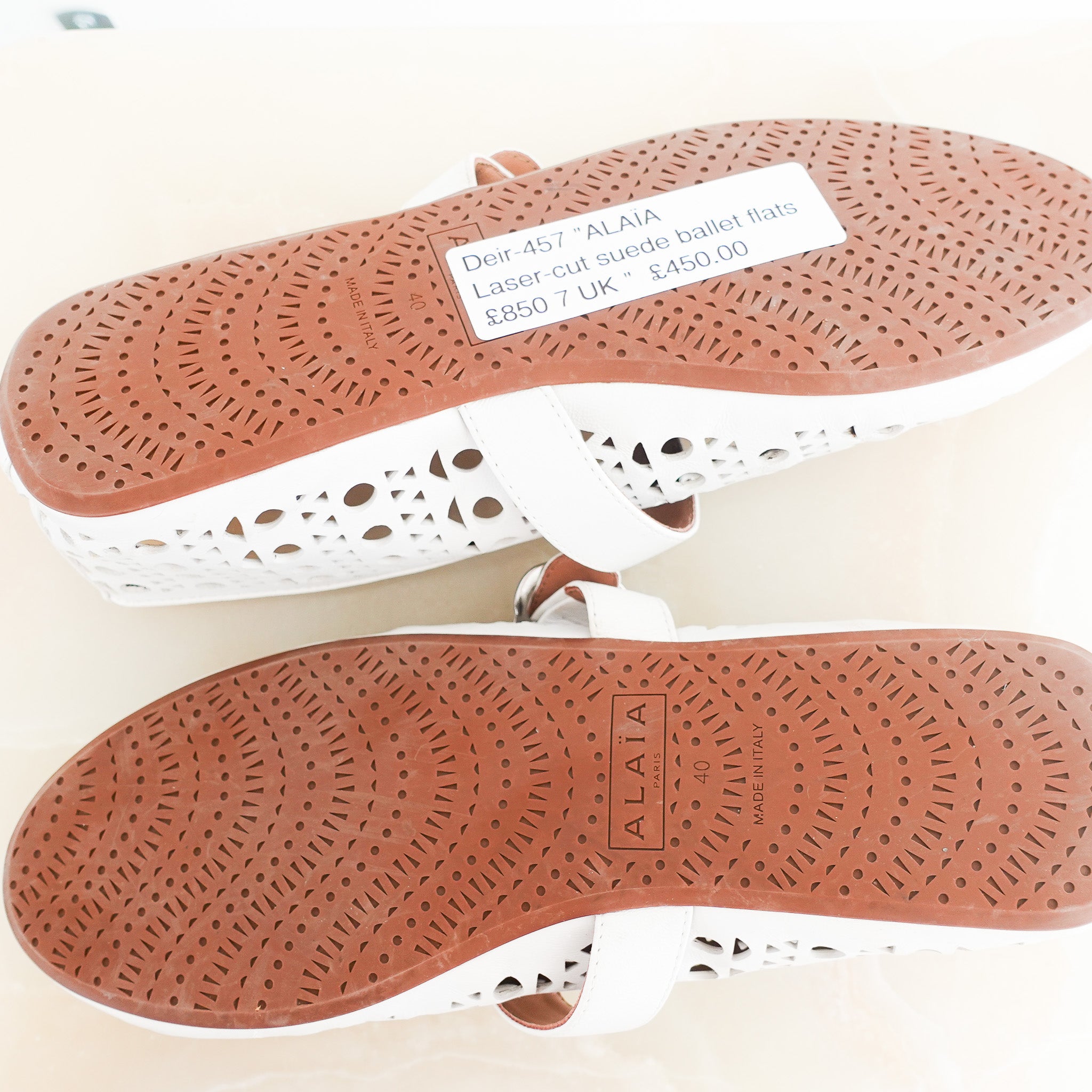 ALAIA Laser - cut white Ballet Flats RRP £850 | Preloved Authentic - Reloved Again