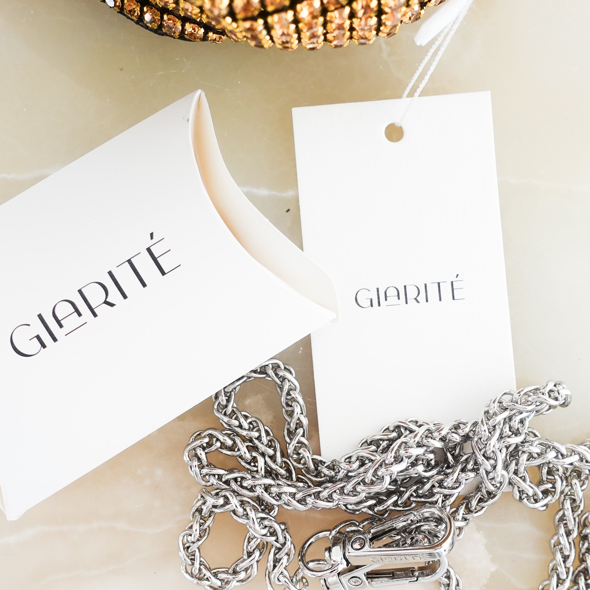 NEW Giarite Gold Rhinestone Bag RRP £195 | Authentic Preloved - Reloved Again
