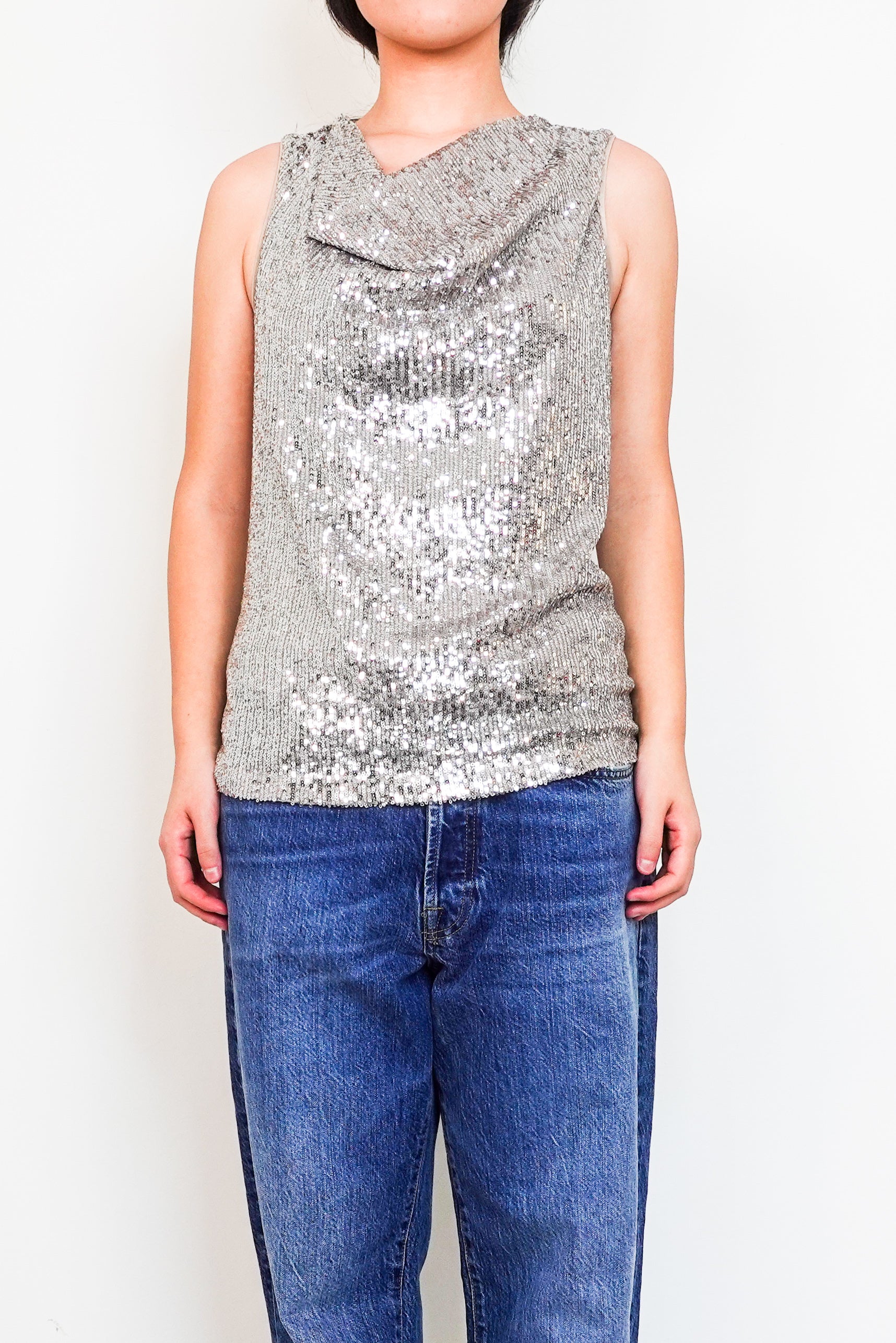 NEW Silver Sequin Ribkoff Top RRP £180