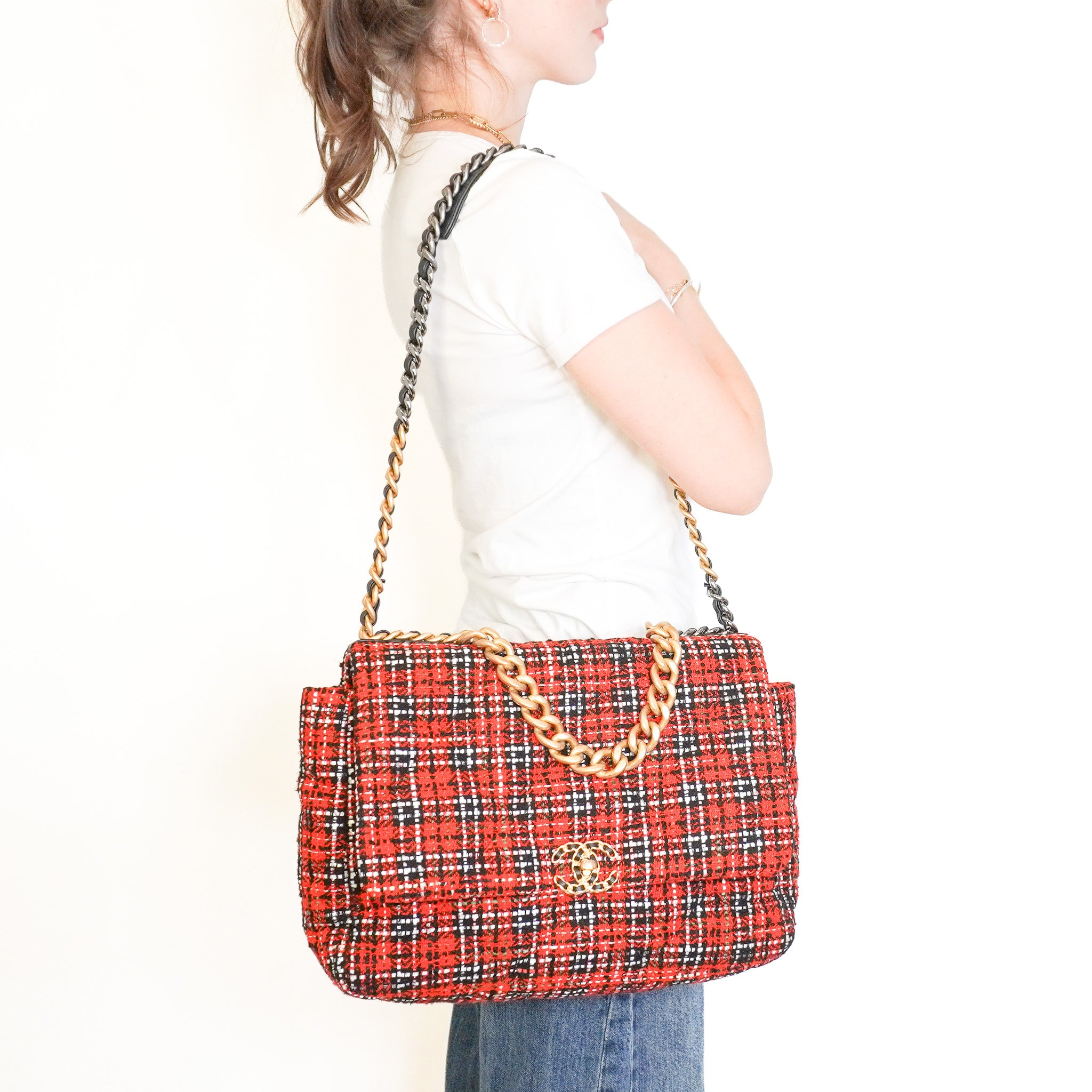 Chanel 19 Maxi Flap Bag in Tweed (RRP £5,300) | Authentic Preloved