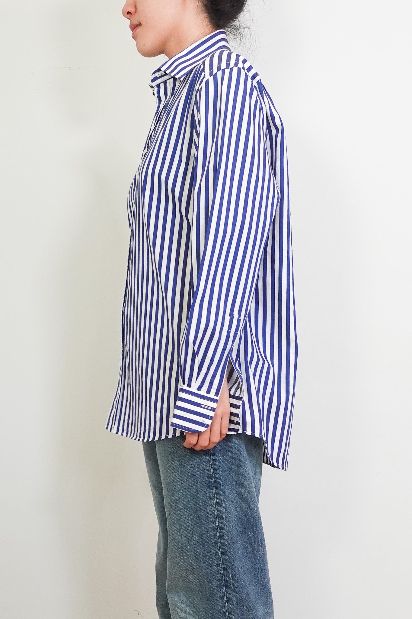 Blue and white striped shirt RRP £125