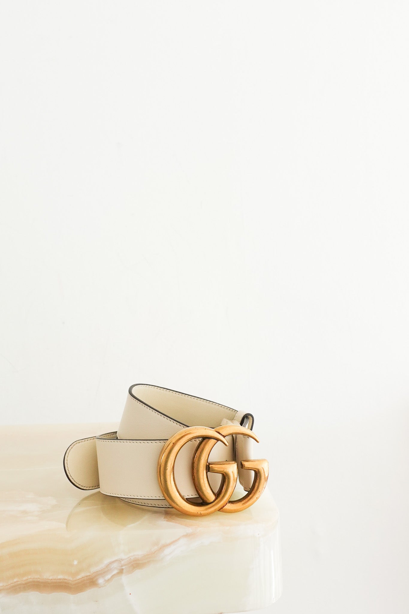 Gucci Double G Medium Belt in Cream RRP £410 | Authentic Preloved - Reloved Again