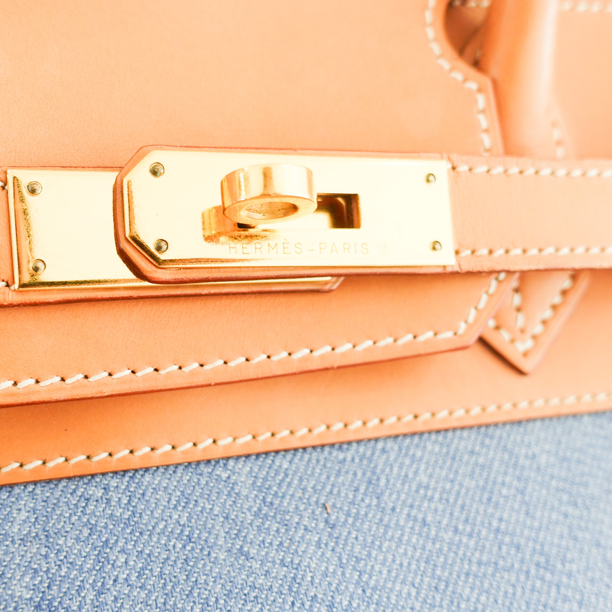 Hermès Birkin 30 in Vache Naturelle leather & Blue Jean toile | Authentic Preloved - Reloved Again