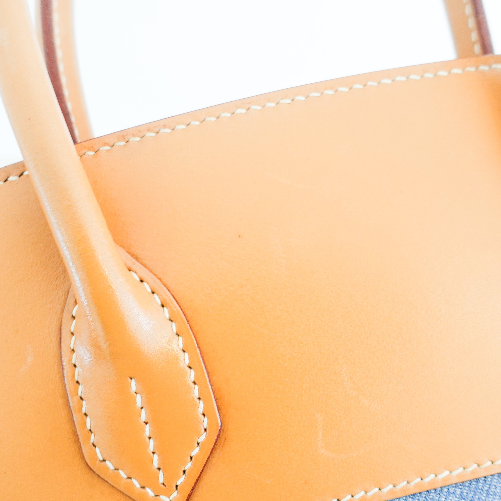 Hermès Birkin 30 in Vache Naturelle leather & Blue Jean toile | Authentic Preloved - Reloved Again