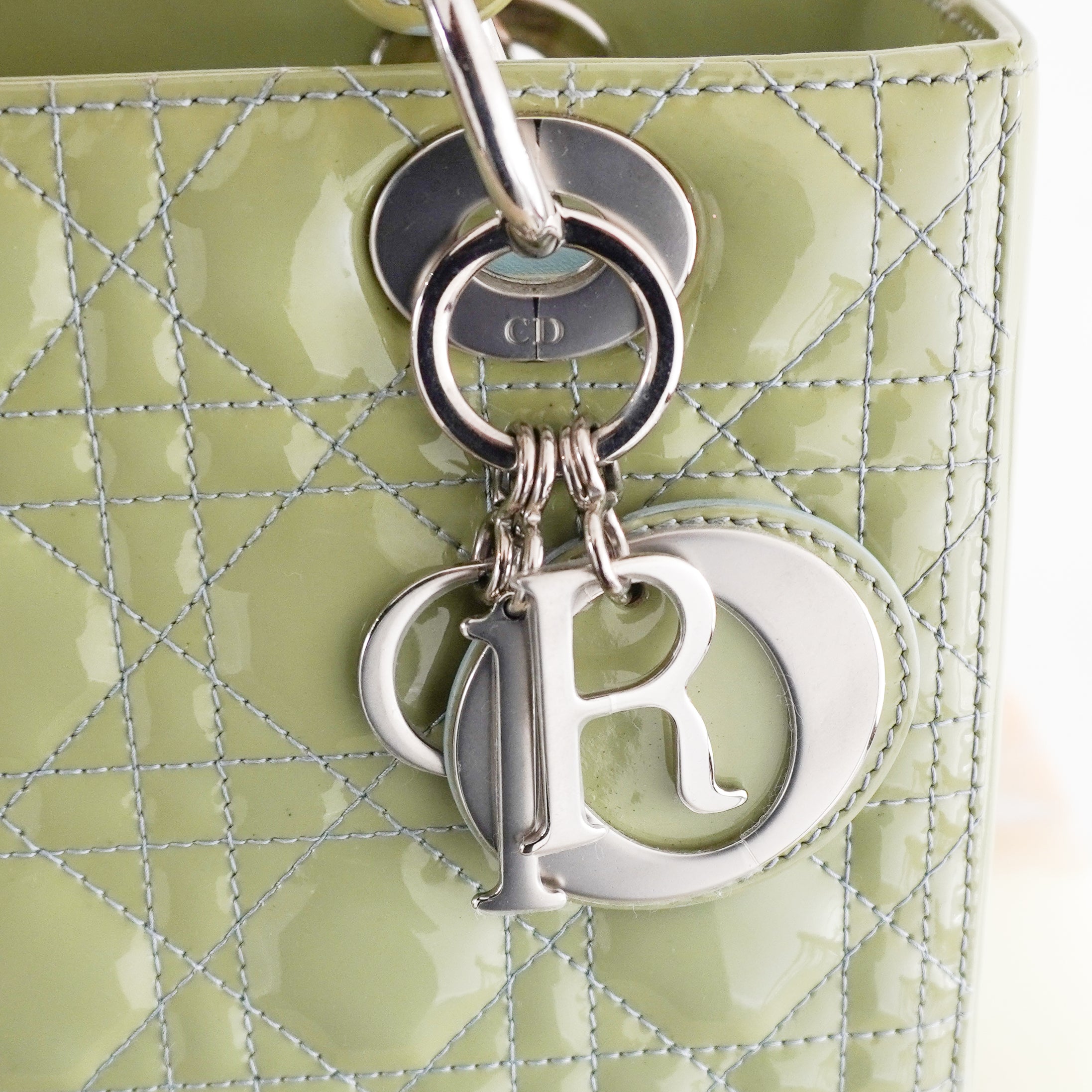 Dior Medium Lady Dior Bag Mint Green Patent Cannage Lambskin (RRP £5300) | Authentic Preloved