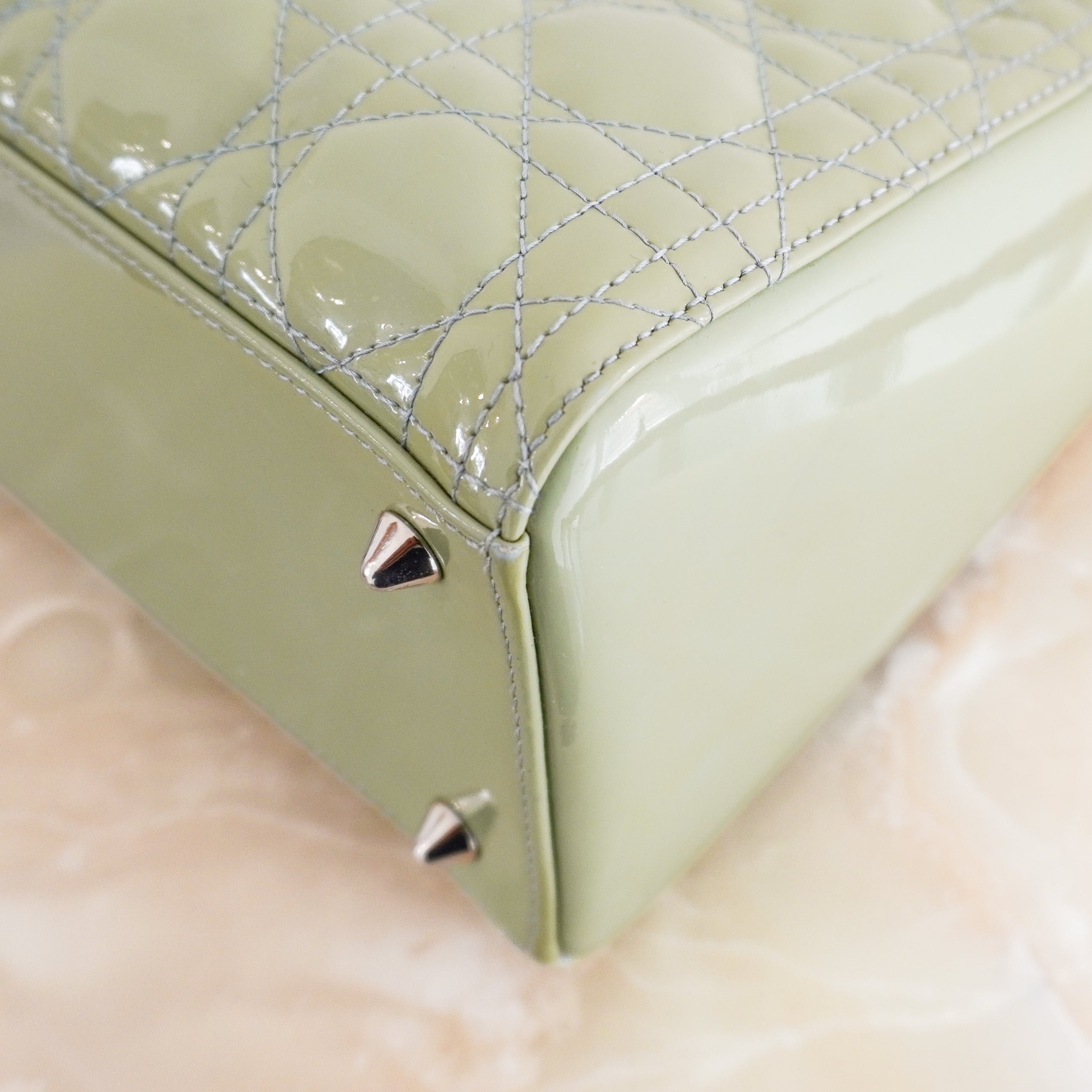 Dior Medium Lady Dior Bag Mint Green Patent Cannage Lambskin (RRP £5300) | Authentic Preloved