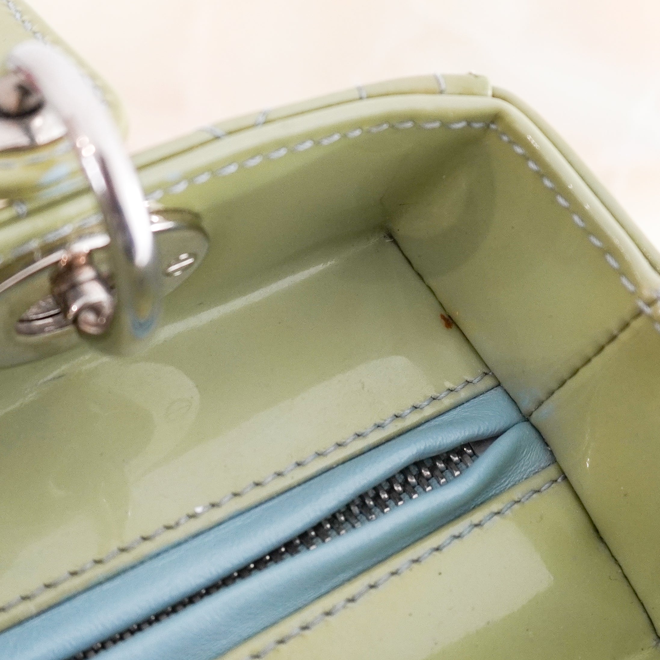 Dior Medium Lady Dior Bag Mint Green Patent Cannage Lambskin (RRP £5300) | Authentic Preloved