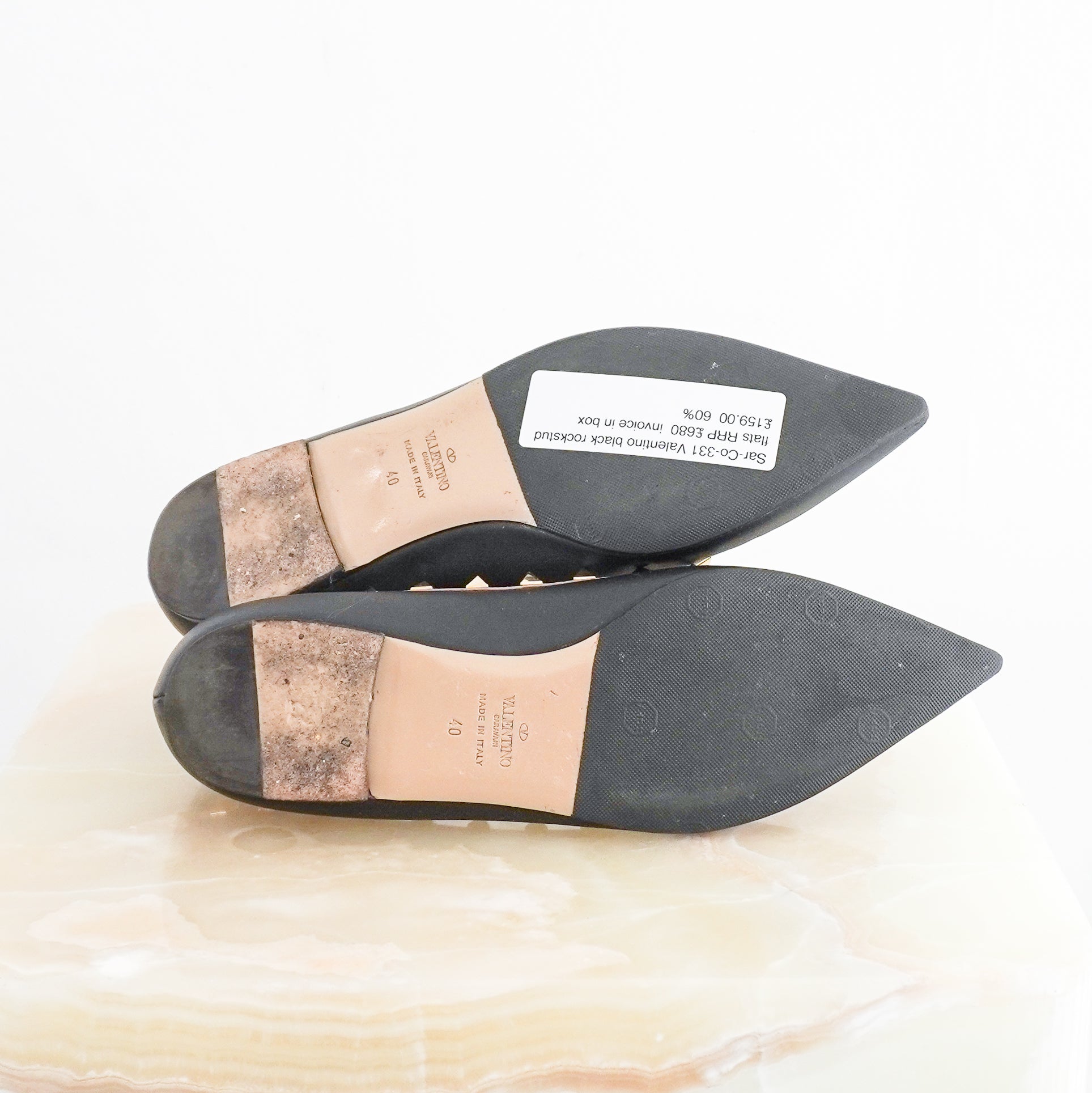 Valentino Rockstud Flats in Black/Mauve (RRP £680) | Authentic Preloved - Reloved Again