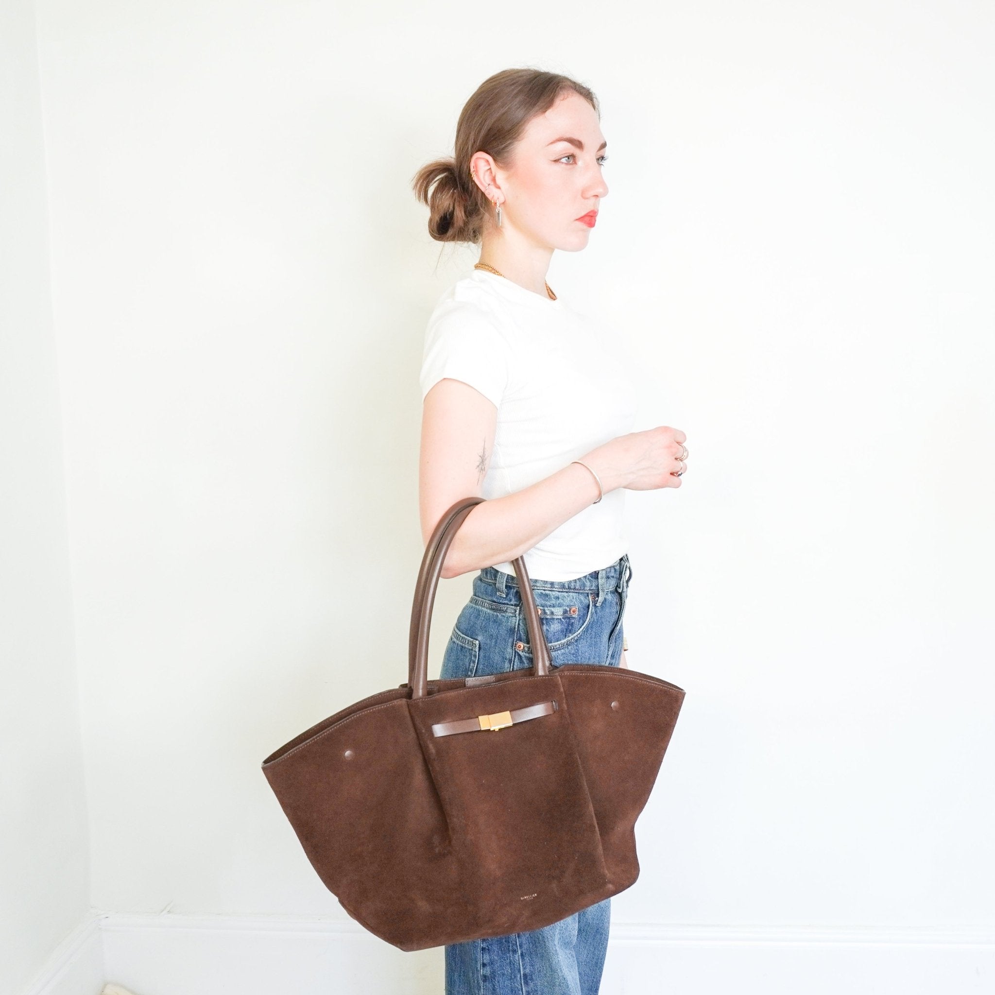 CURRENT SEASON Demellier The New York Bag in Brown Suede (RRP £550) | Authentic Preloved - Reloved Again