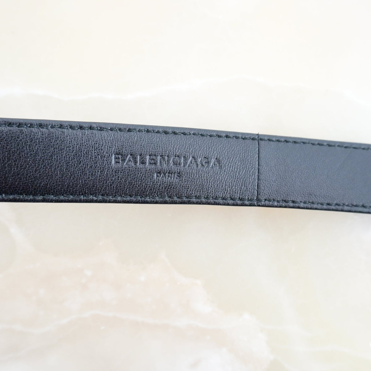 Balenciaga Black Leather Belt with Blue Tool Buckle (RRP £400) | Authentic Preloved FINAL SALE - Reloved Again