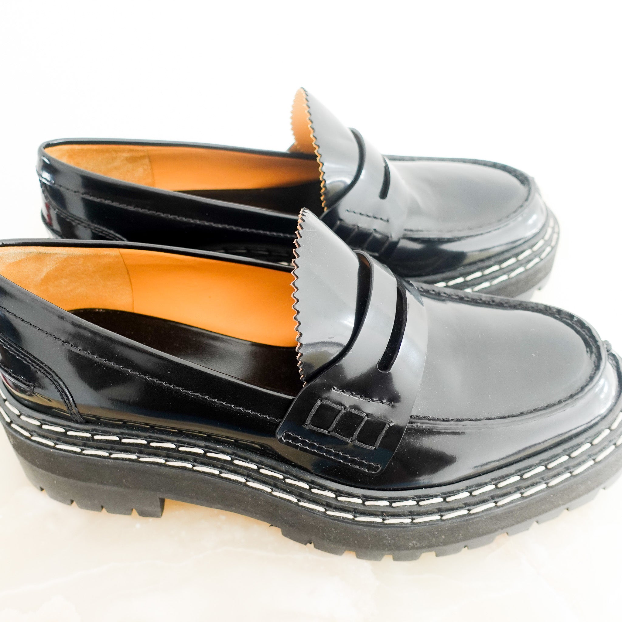 Proenza Schouler Gloss Leather Platform Loafers RRP £448 | Authentic Preloved