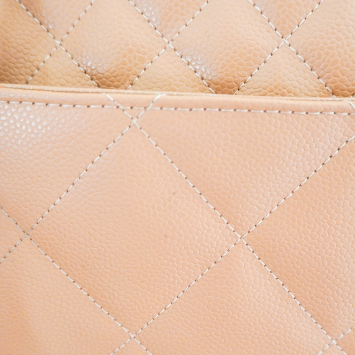 Chanel Vintage Beige Quilted Caviar Leather Zip Top Shoulder Bag | Authentic Preloved - Reloved Again