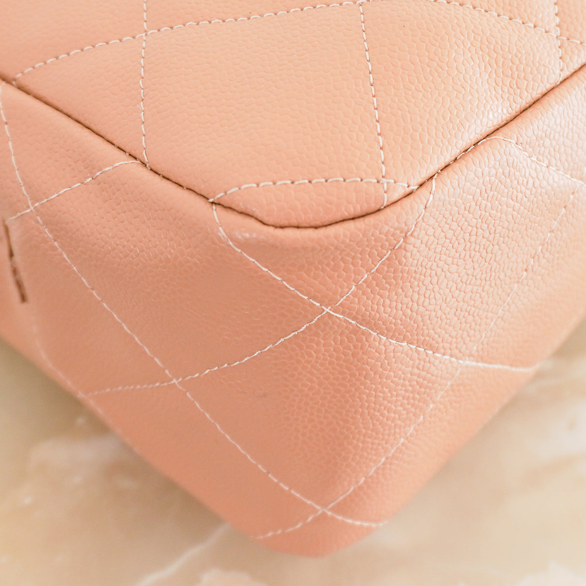 Chanel Vintage Beige Quilted Caviar Leather Zip Top Shoulder Bag | Authentic Preloved - Reloved Again
