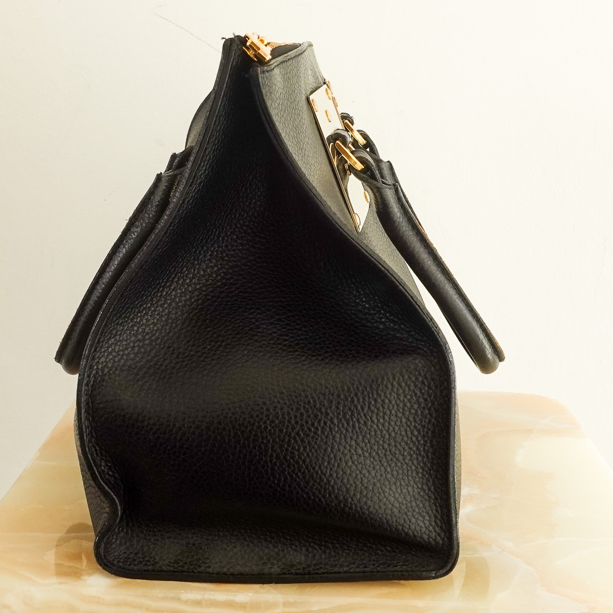 Black grain leather tote RRP £450