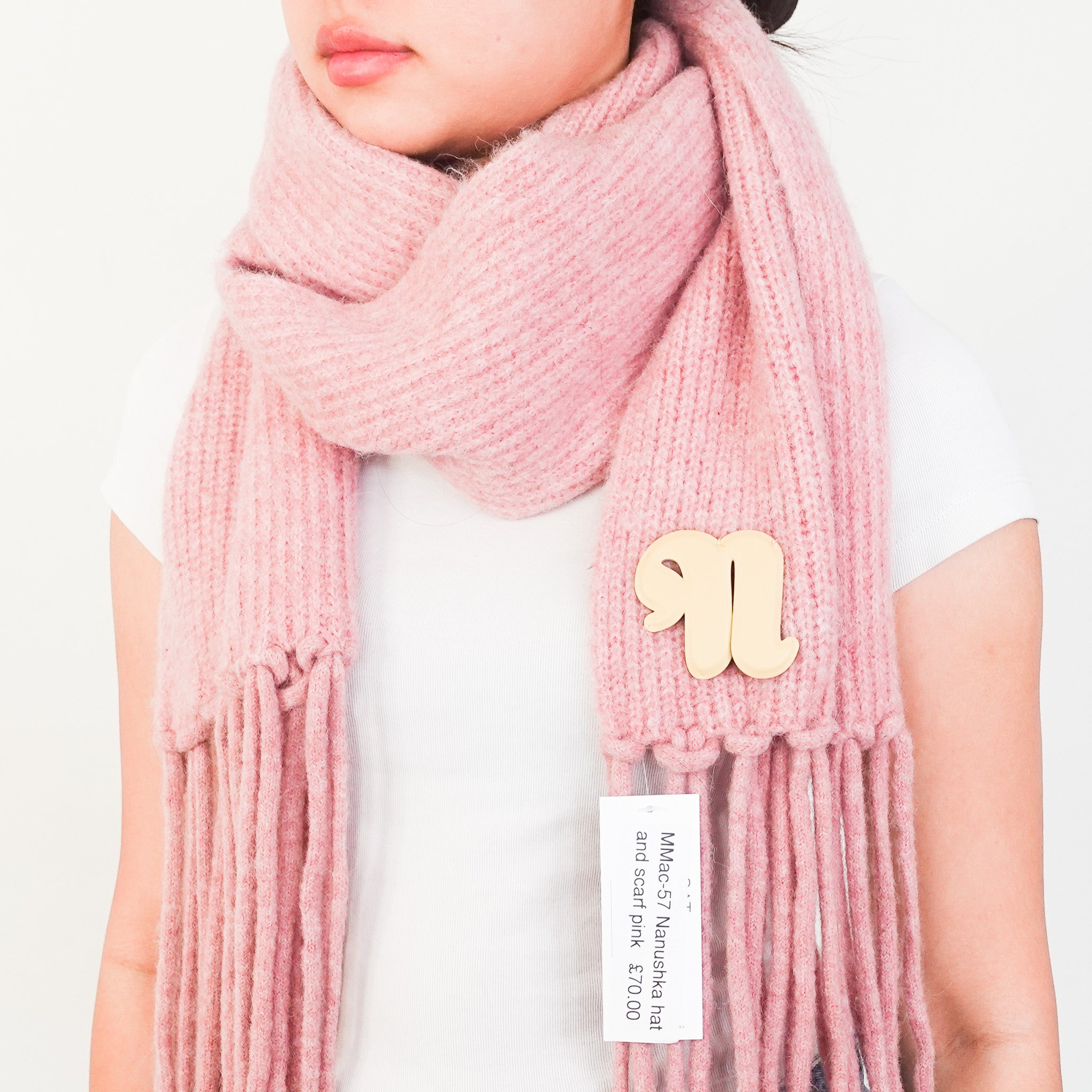 NEW Nanushka Scarf and Beanie Set in Pink | Authentic Preloved