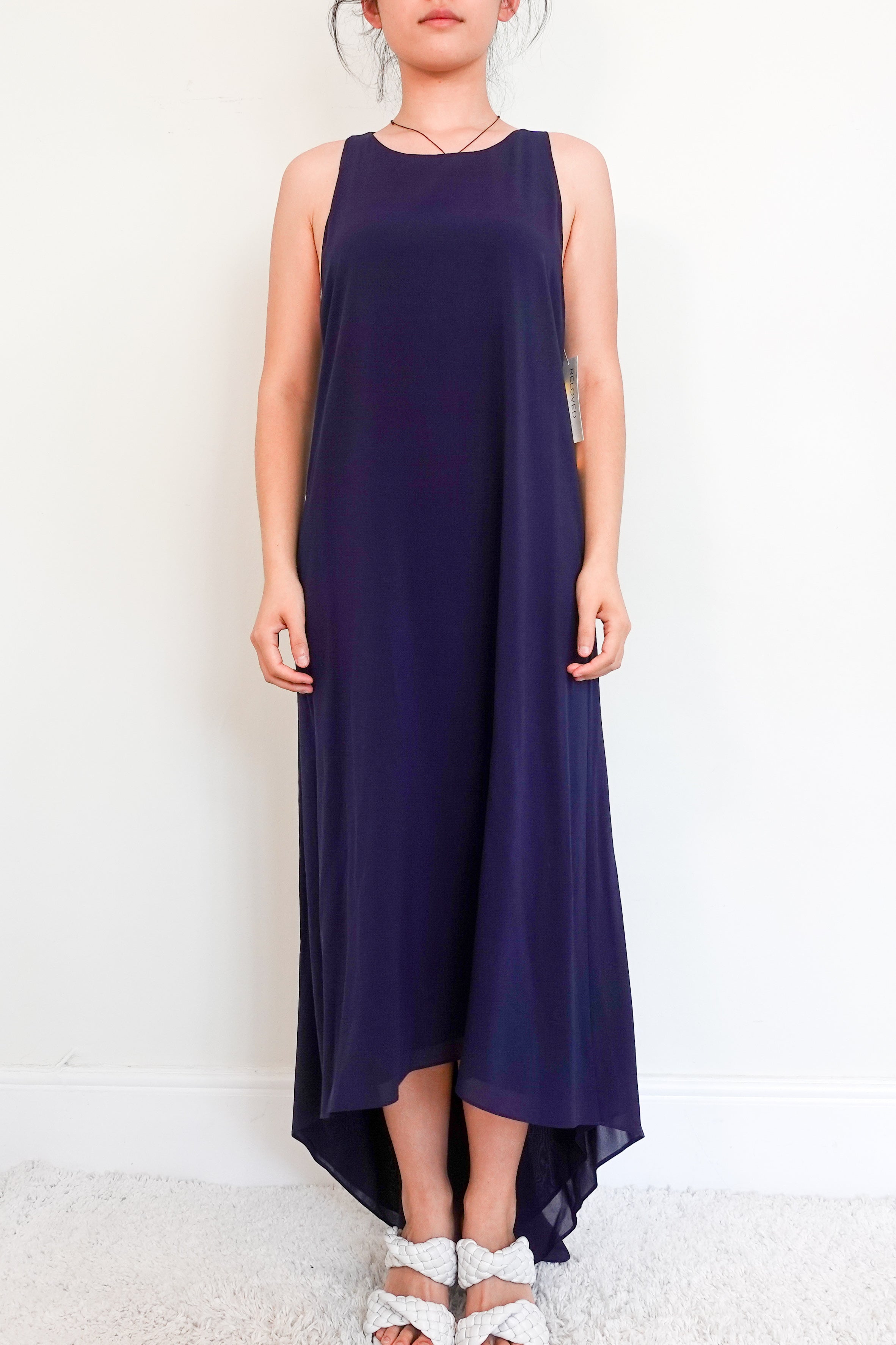 New Navy Silk maxi Dress RRP £350