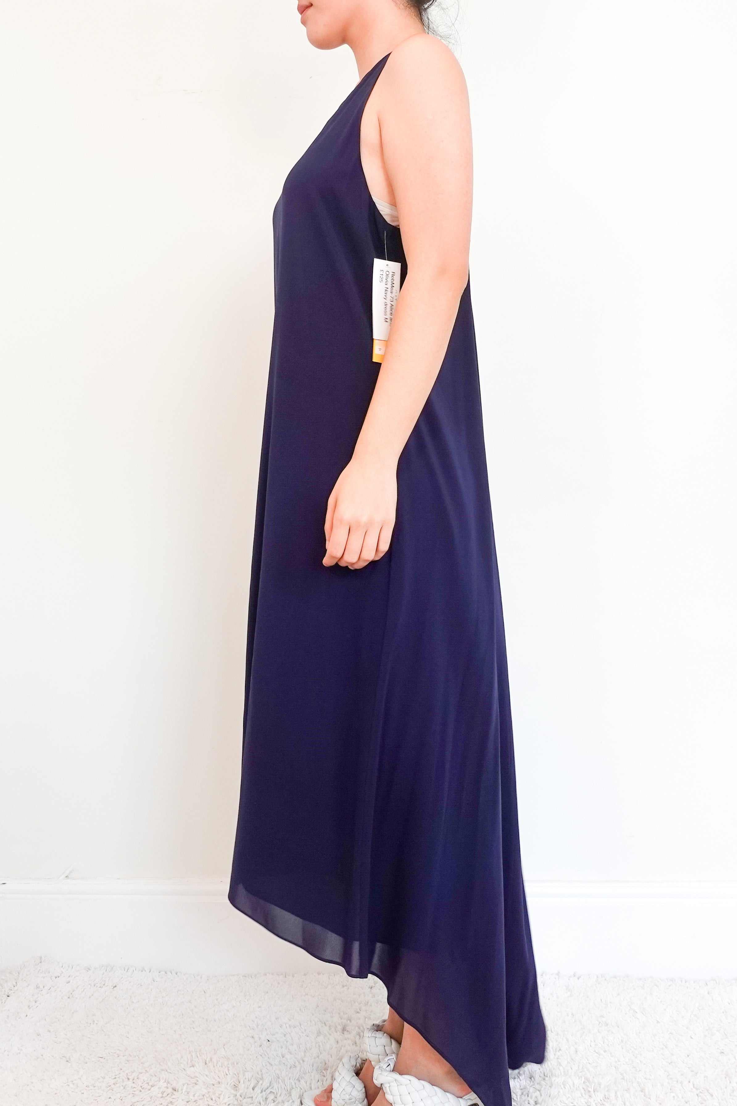New Navy Silk maxi Dress RRP £350
