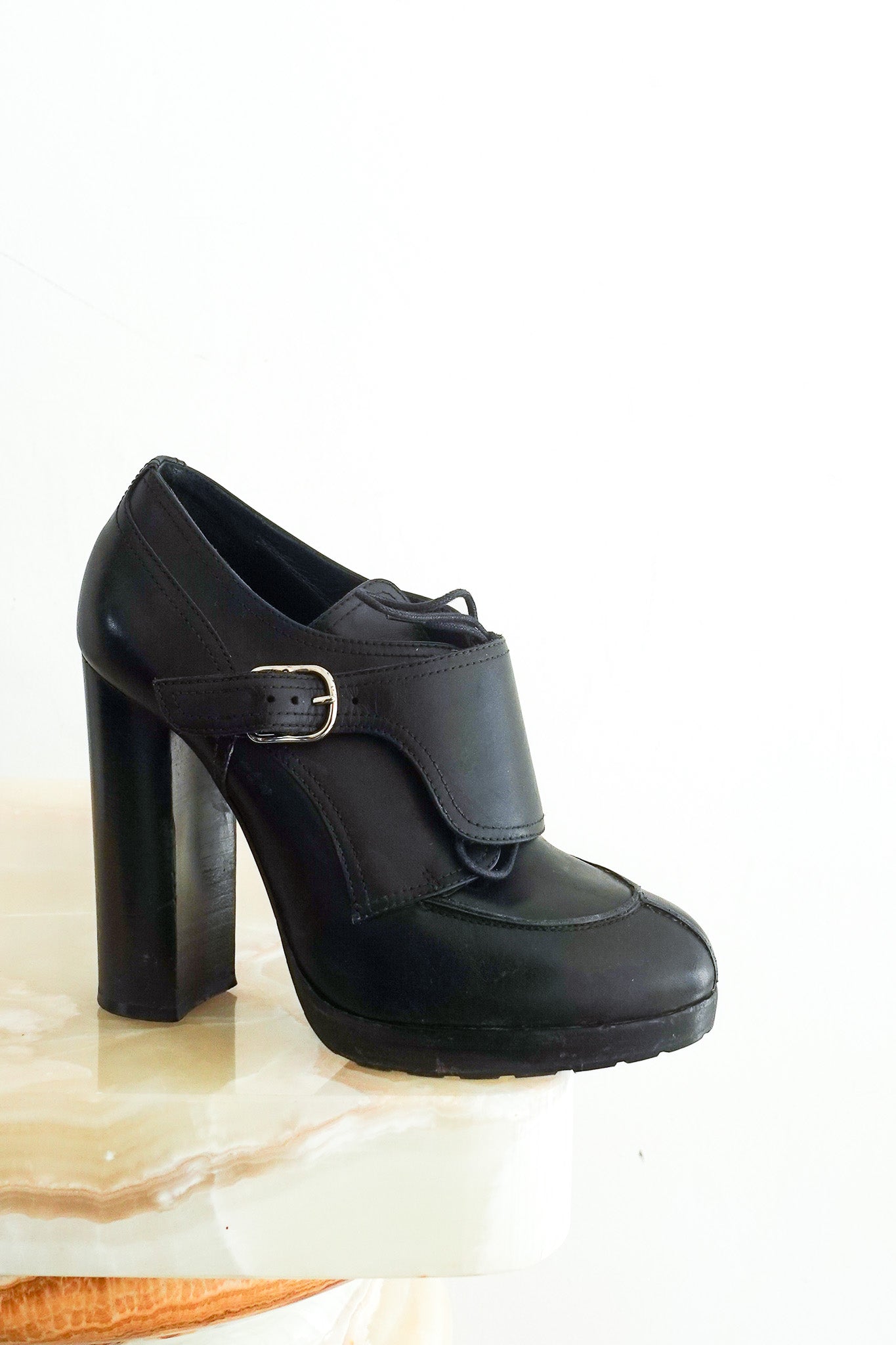 Black leather platform boot RRP £600-final SALE