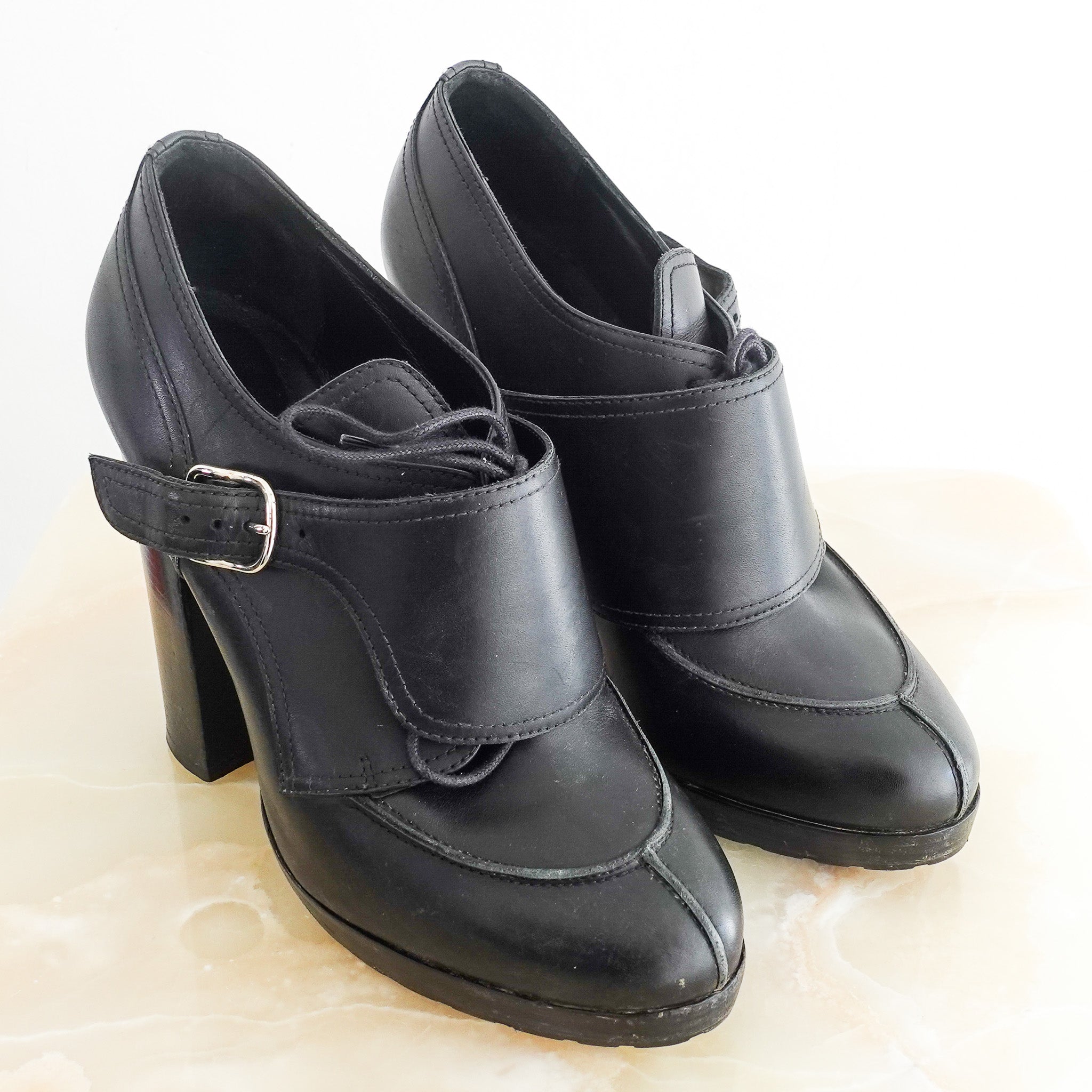 Black leather platform boot RRP £600-final SALE