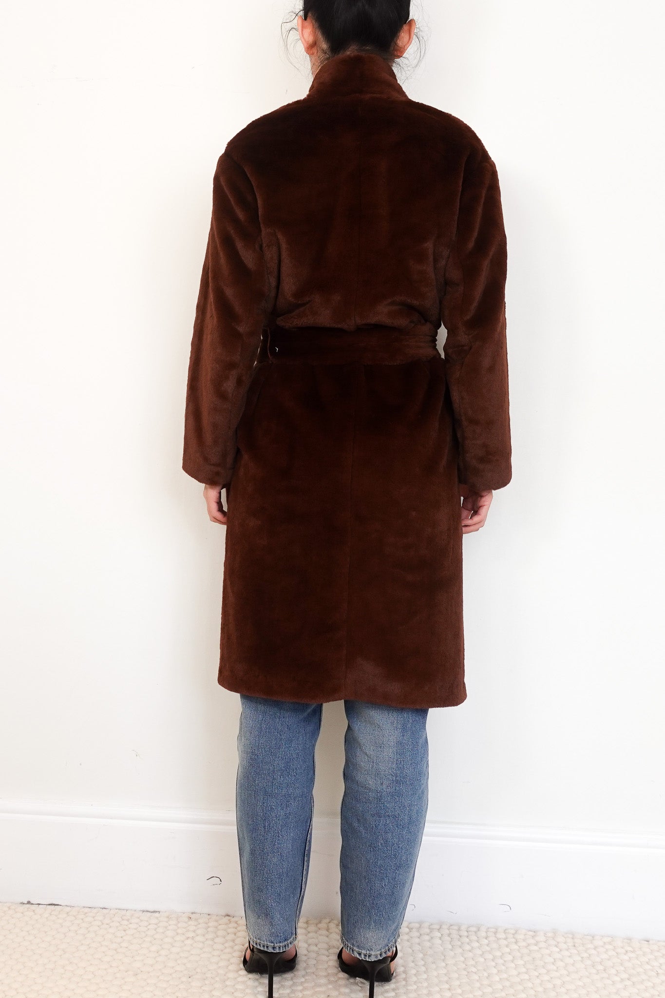 NEW Vince Brown Faux Fur Long Coat RRP £585 | Authentic Preloved [final sale] - Reloved Again