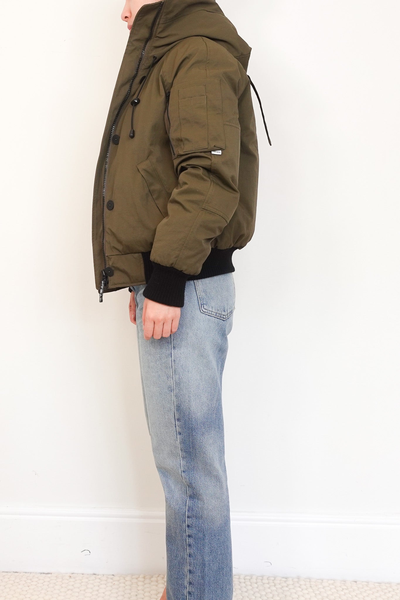 Kenzo Army Green Hooded Cropped Parka Coat RRP £450 | Authentic Preloved - Reloved Again