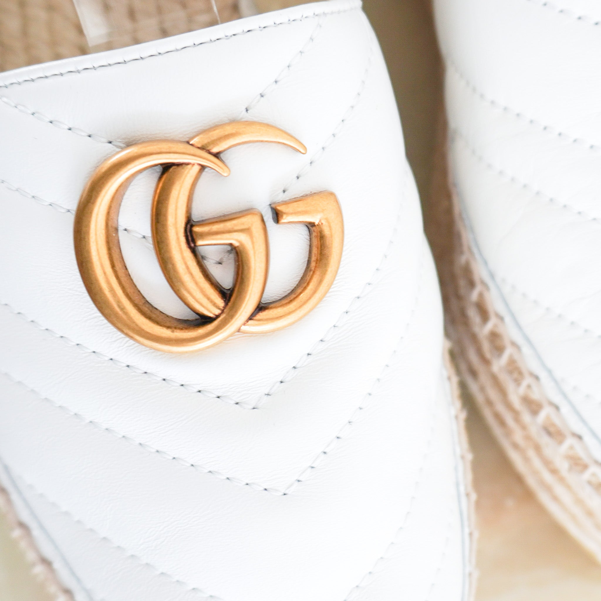 NEW Gucci White GG Marmont Leather Espadrilles (RRP £550) | Authentic Preloved - Reloved Again