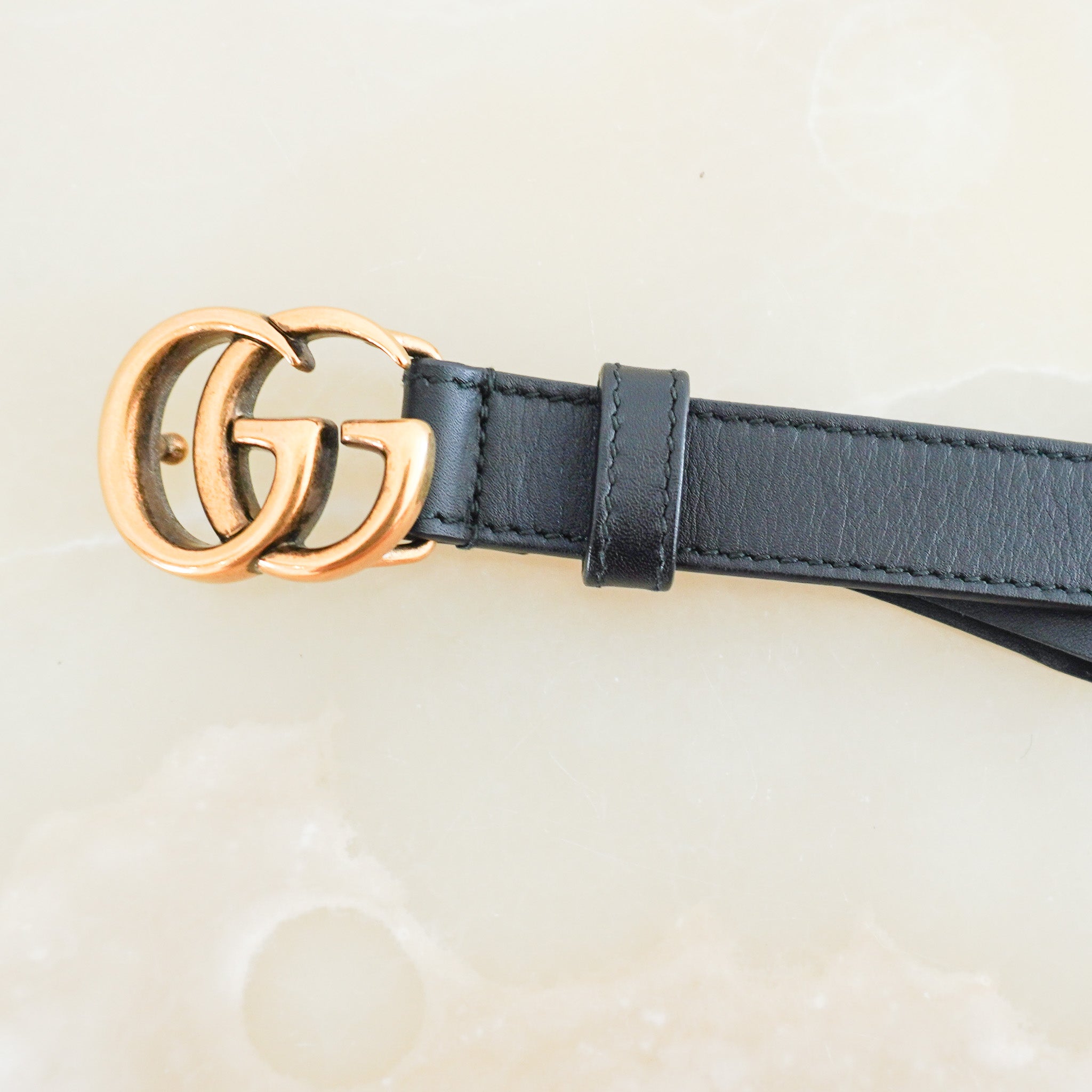 Gucci GG Black Skinny Leather Belt (RRP £350)| Authentic Preloved FINAL SALE