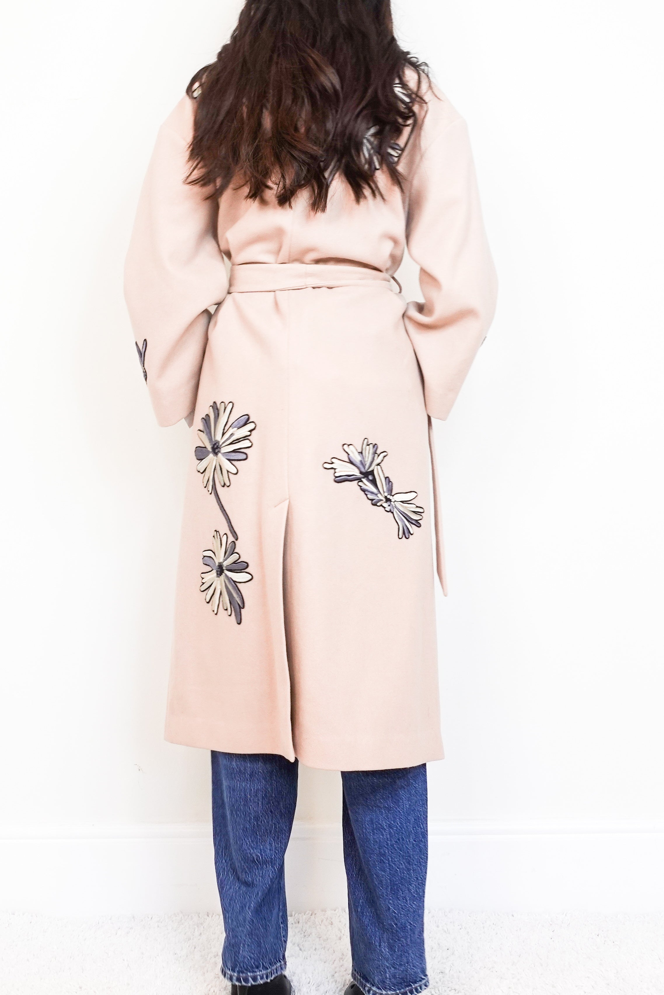 Beige wool coat with florals RRP £950