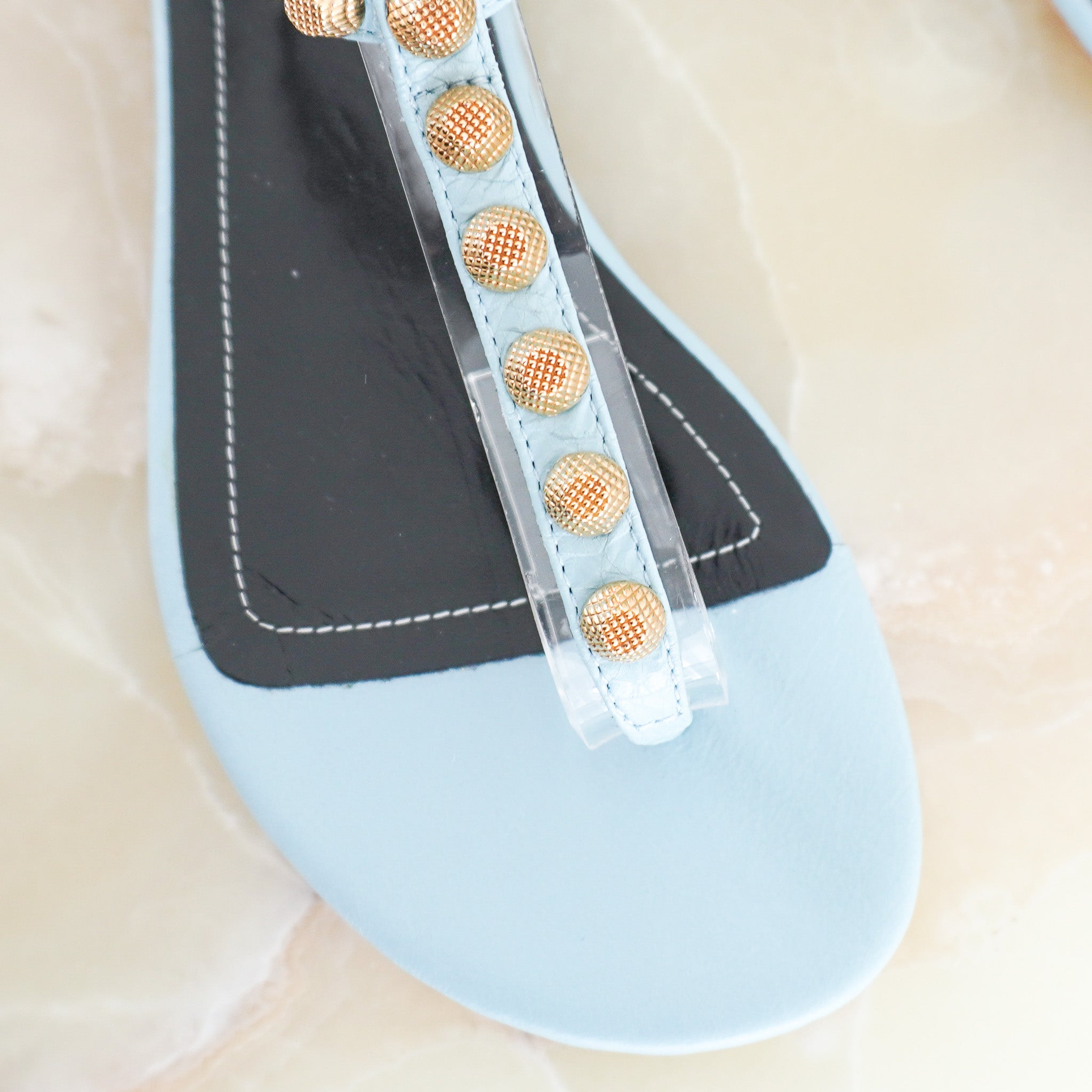 Balenciaga Blue Arena Studded Sandals (RRP £450) | Authentic Preloved - Reloved Again