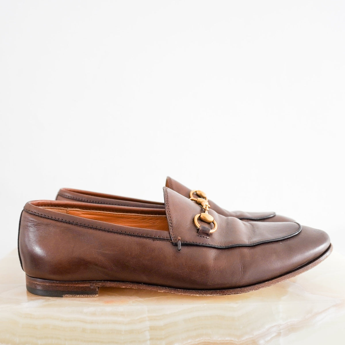 Gucci Jordaan Brown Horsebit Loafers (RRP £810) | Authentic Preloved - Reloved Again