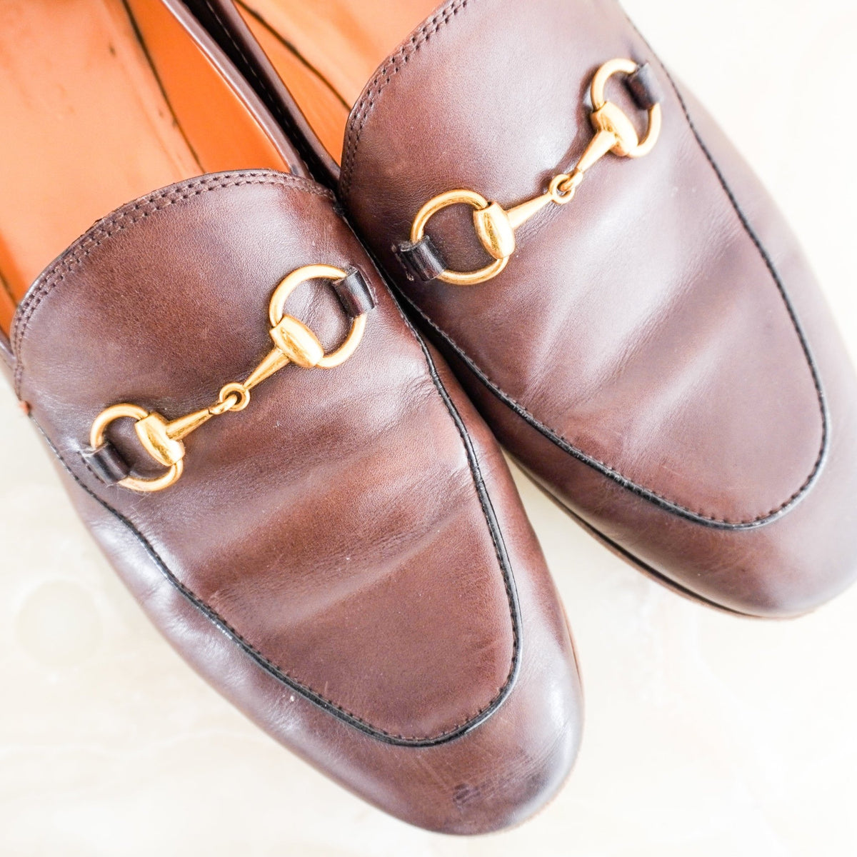 Gucci Jordaan Brown Horsebit Loafers (RRP £810) | Authentic Preloved - Reloved Again