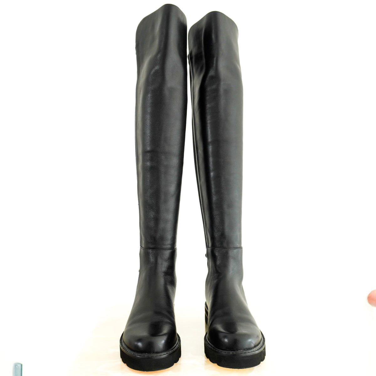 Stuart Weitzman 5050 Lift Black Leather Over-the-Knee Boots (RRP £750) | Authentic Preloved - Reloved Again