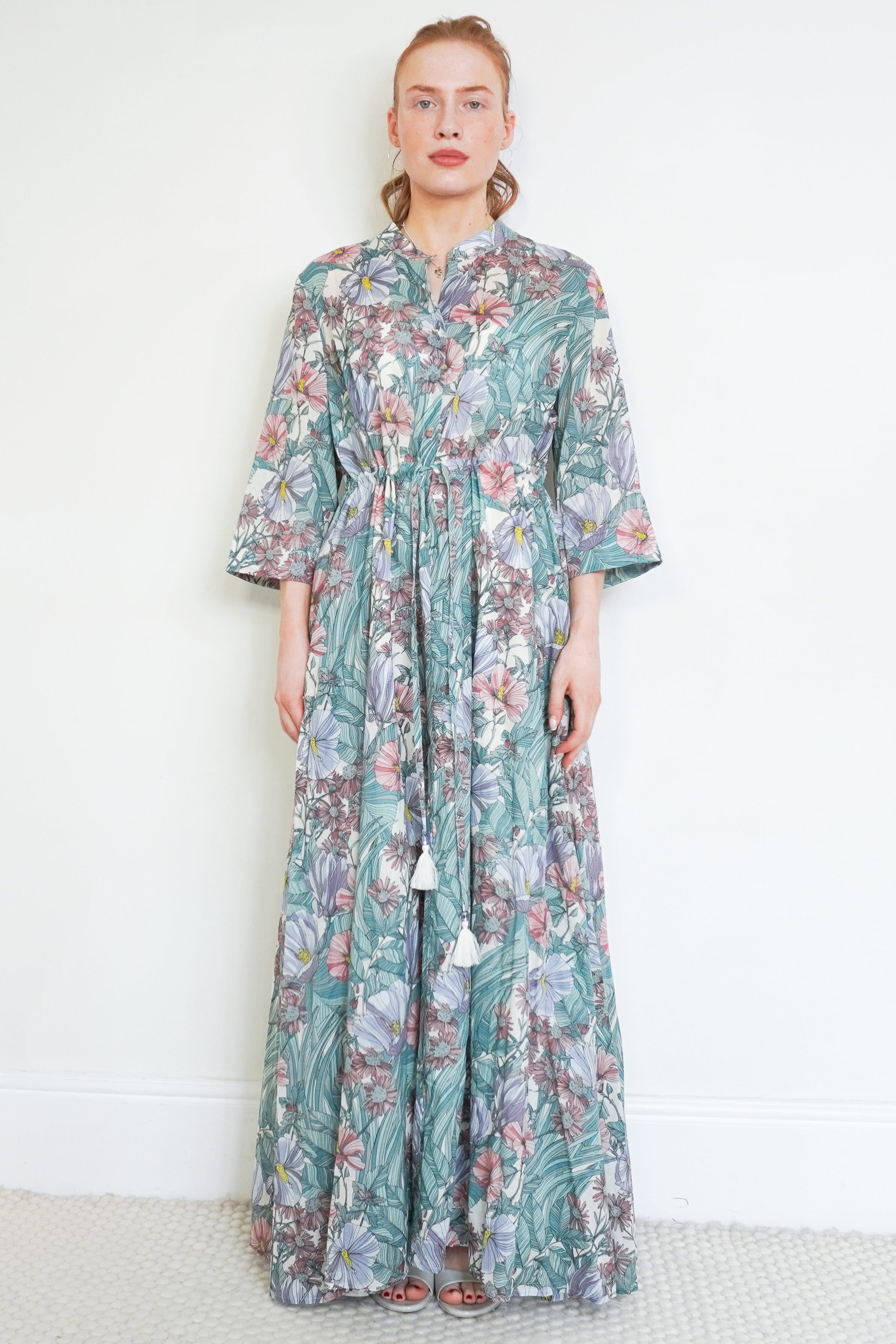 NEW Tory Burch Green Hibiscis Printed Shirtdress (RRP £328) | Authentic Preloved