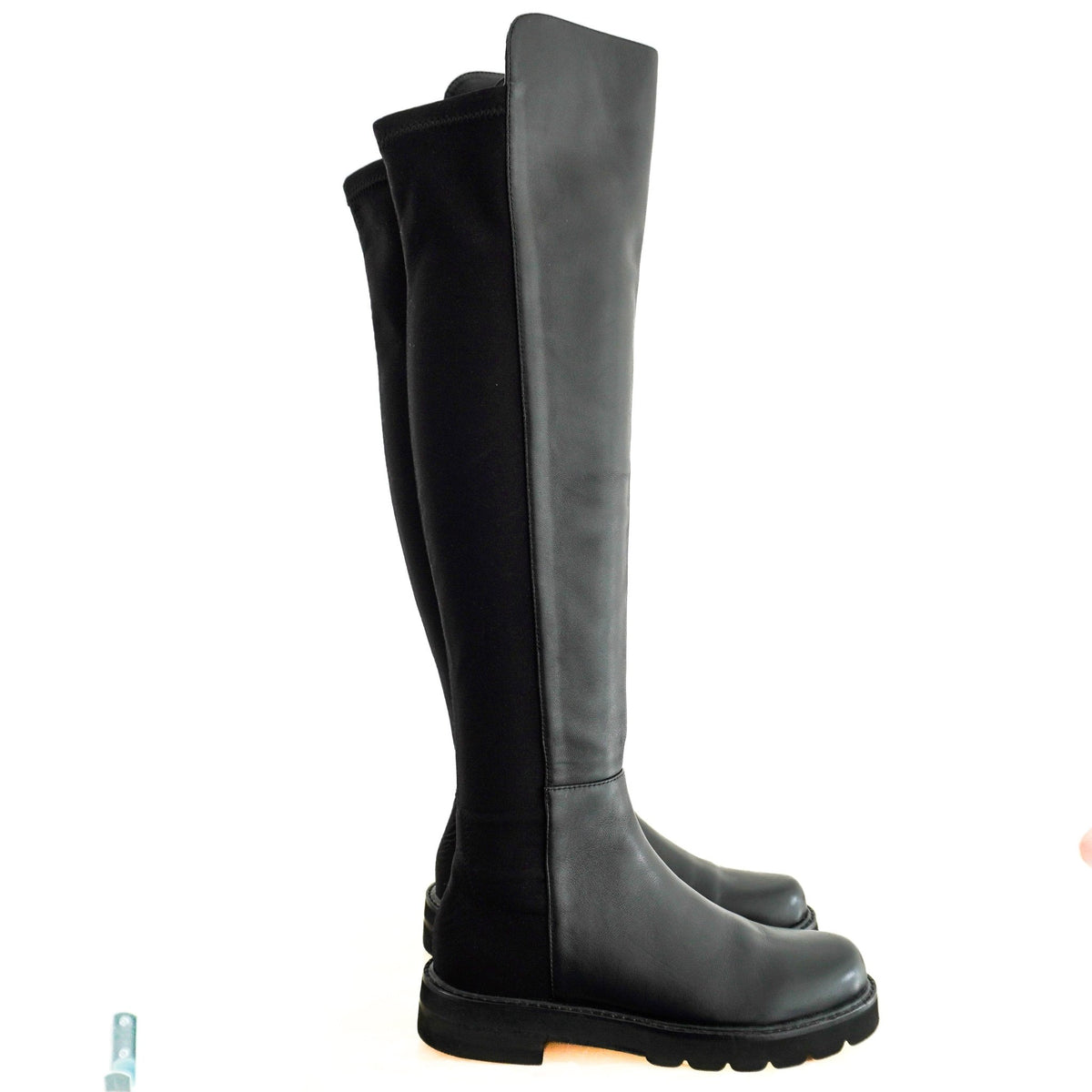 Stuart Weitzman 5050 Lift Black Leather Over-the-Knee Boots (RRP £750) | Authentic Preloved - Reloved Again