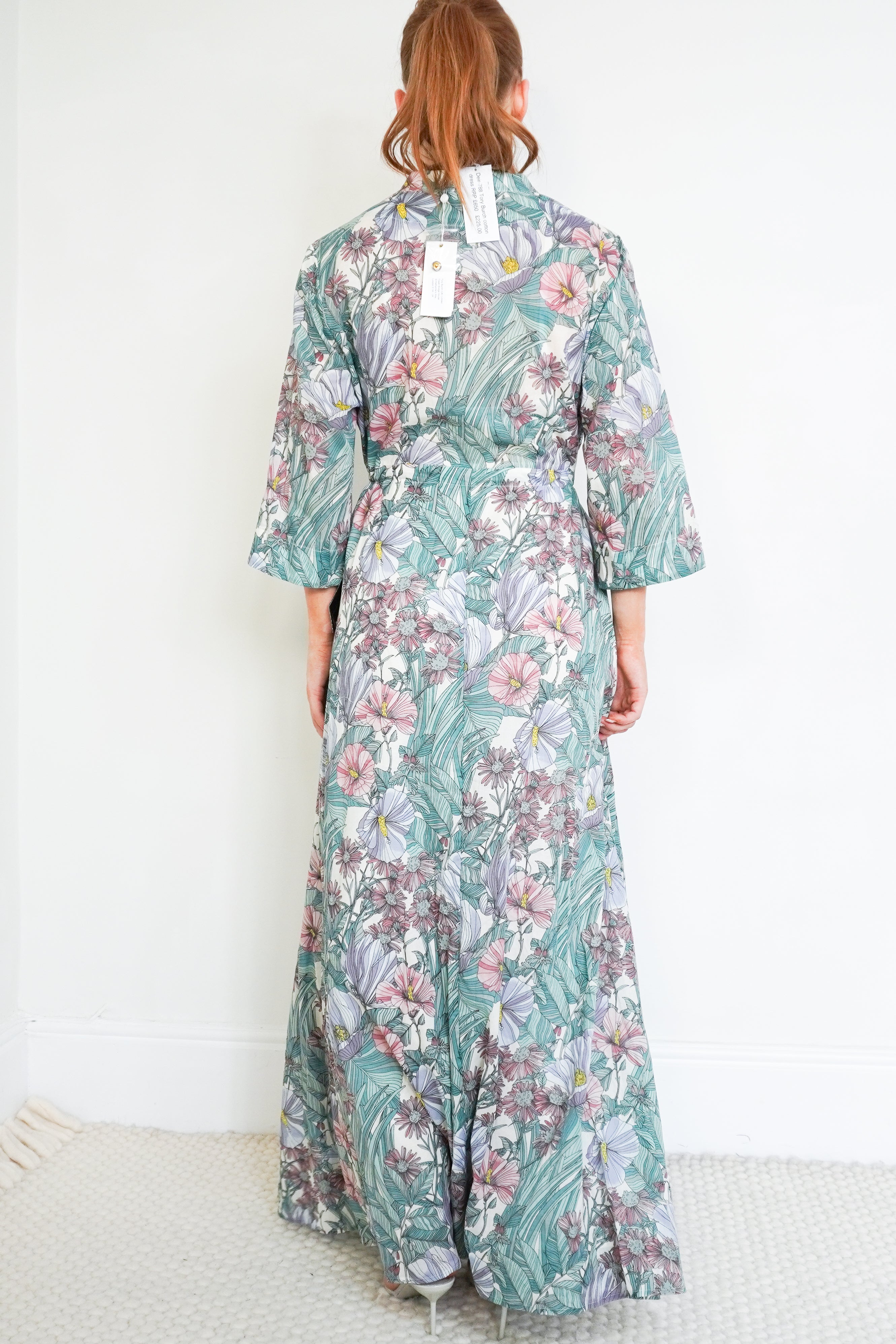 NEW Tory Burch Green Hibiscis Printed Shirtdress (RRP £328) | Authentic Preloved