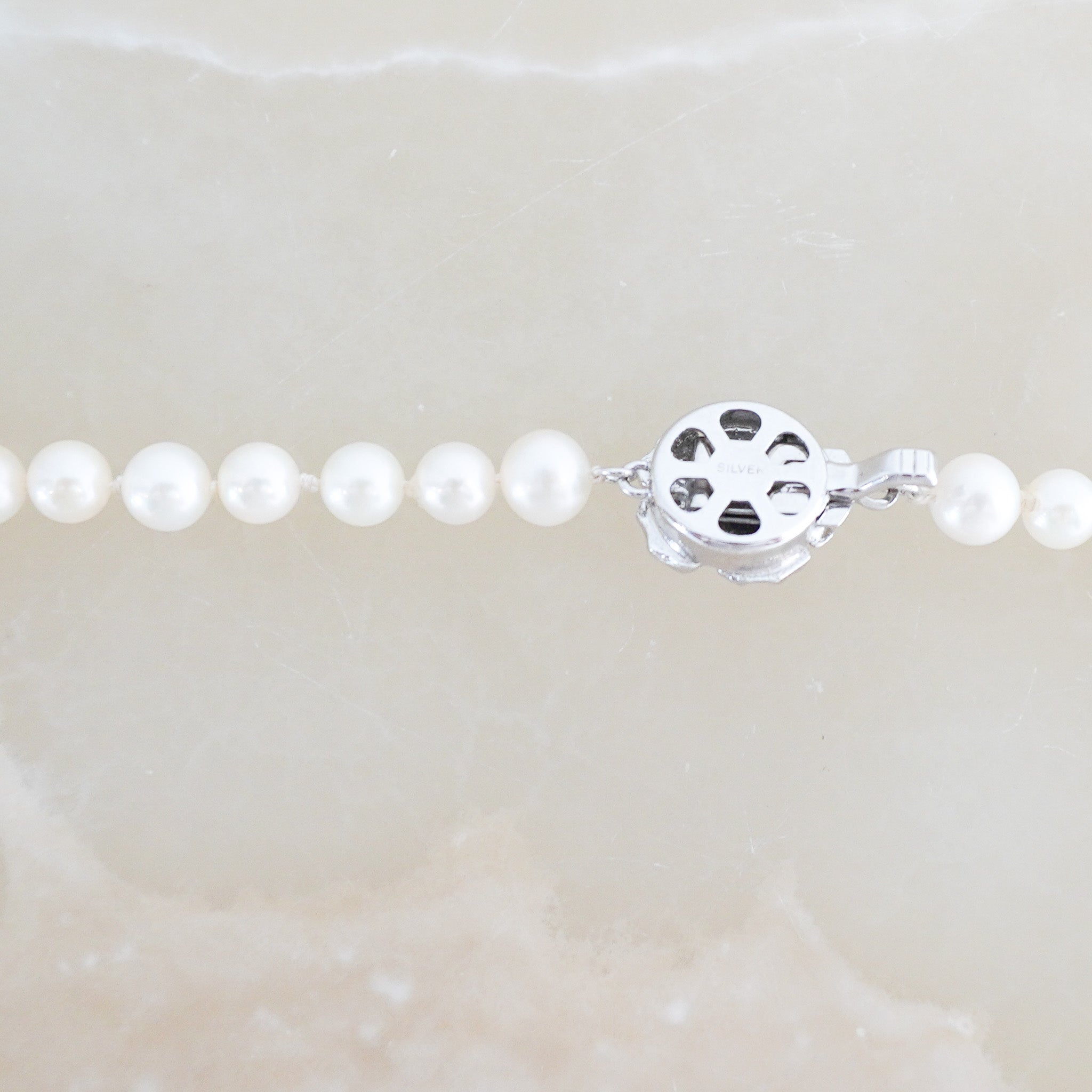 Akoya Vintage Japanese Pearl Necklace with Silver Floral Clasp (RRP £850) | Authentic Preloved FINAL SALE