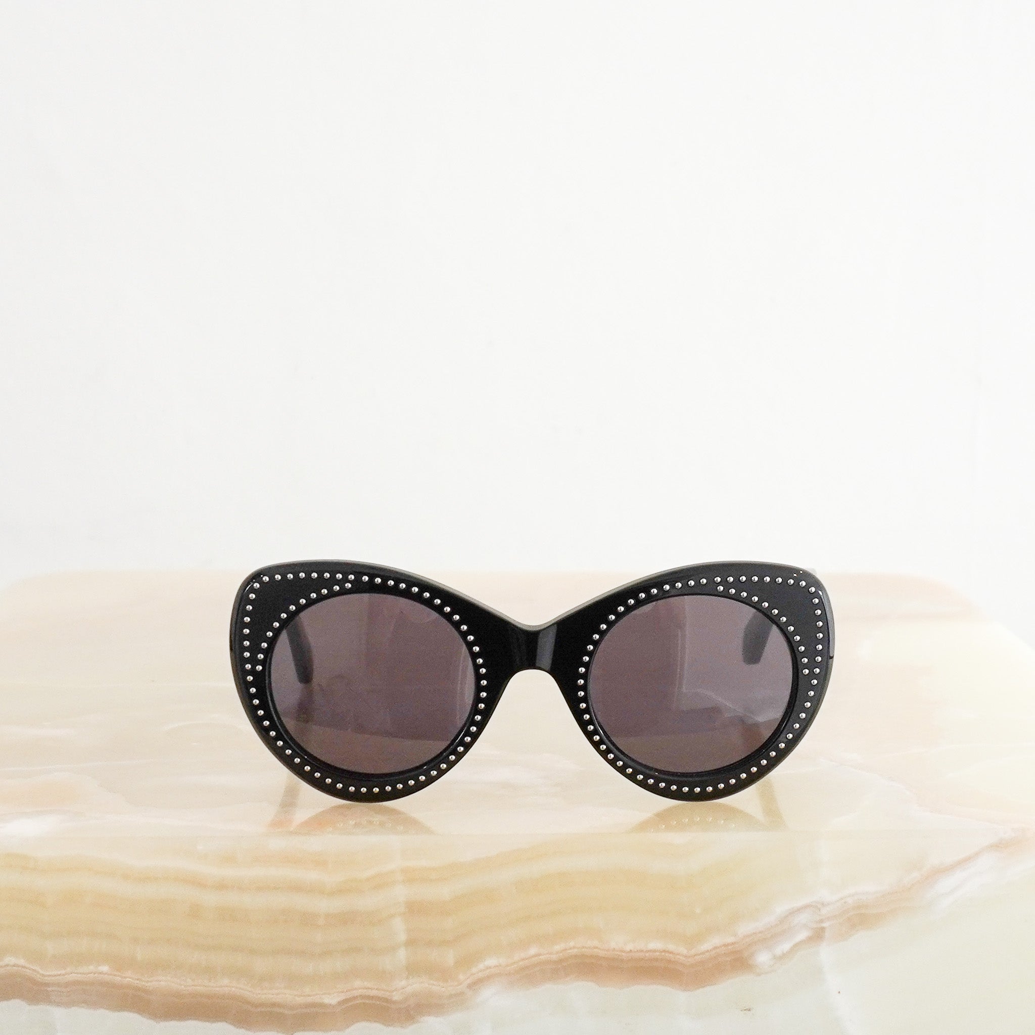 Alaïa Black Round Acetate Sunglasses with Stud Detail RRP £550 | Authentic Preloved FINAL SALE