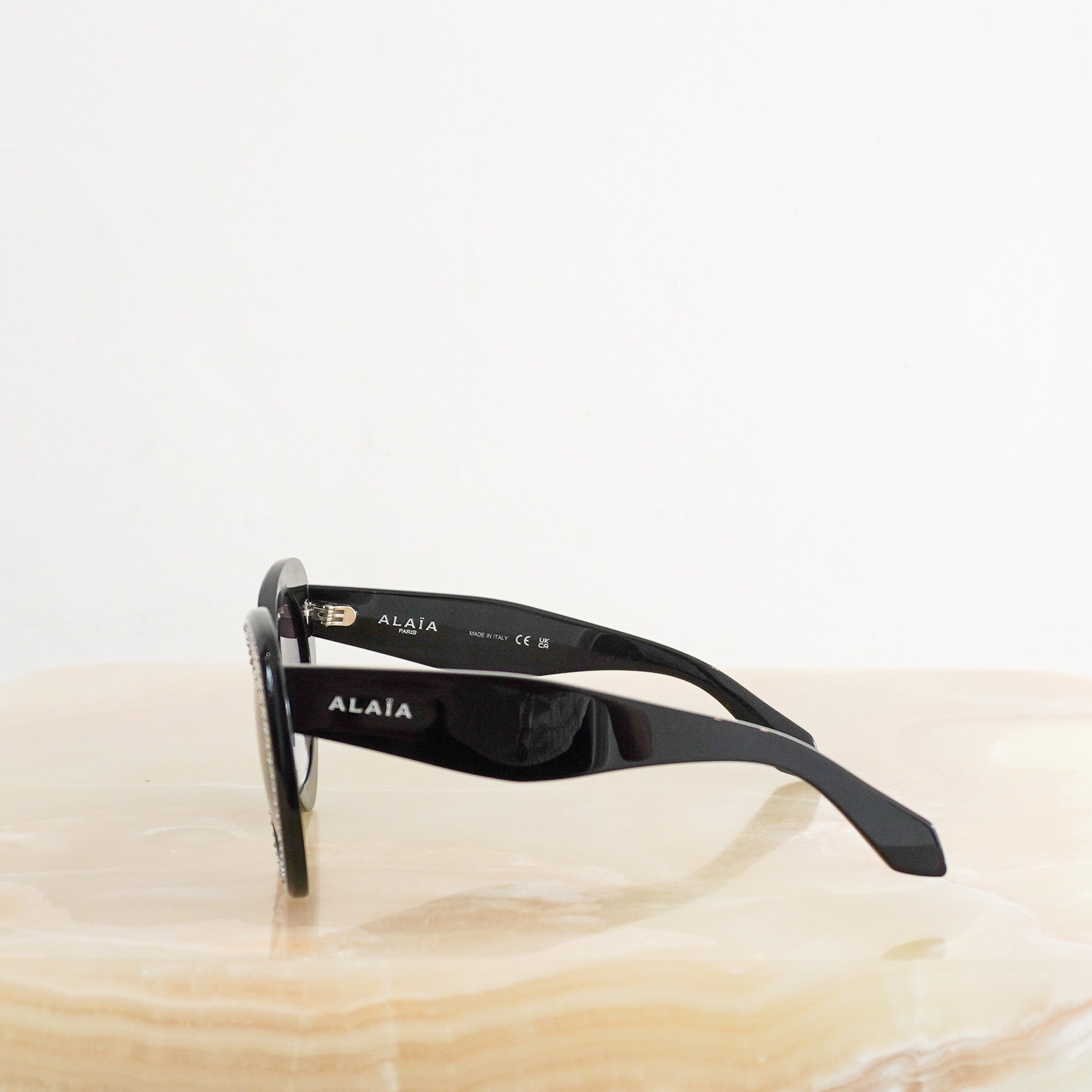 Alaïa Black Round Acetate Sunglasses with Stud Detail RRP £550 | Authentic Preloved FINAL SALE