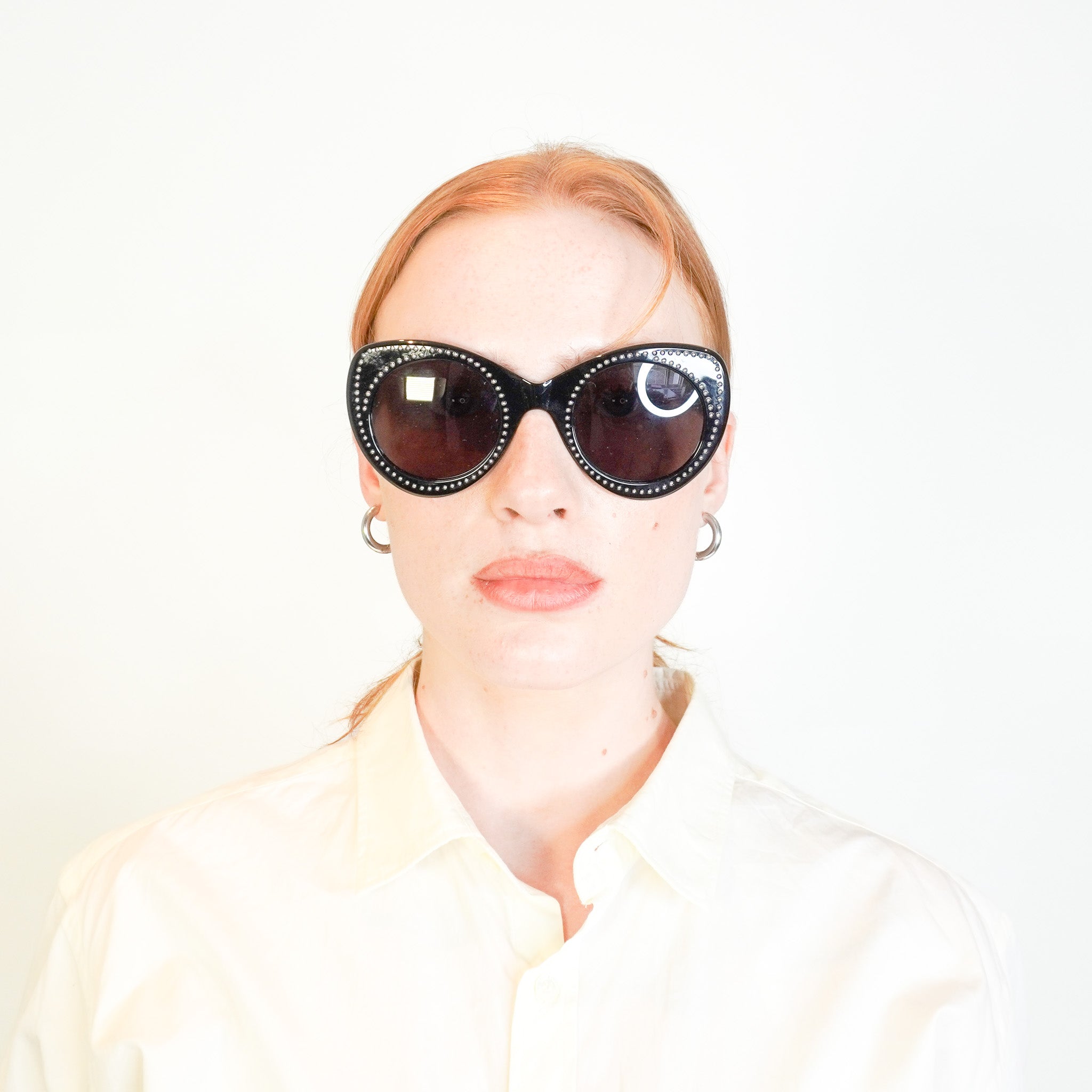 Alaïa Black Round Acetate Sunglasses with Stud Detail RRP £550 | Authentic Preloved FINAL SALE
