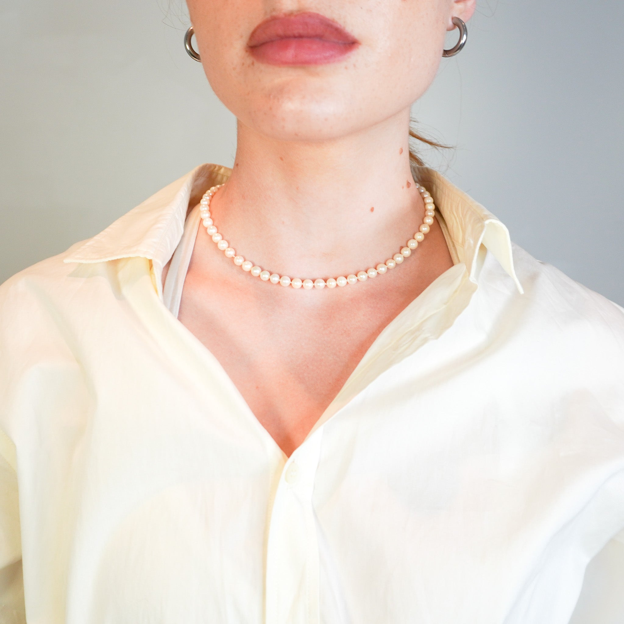 Akoya Vintage Japanese Pearl Necklace with Silver Floral Clasp (RRP £850) | Authentic Preloved FINAL SALE