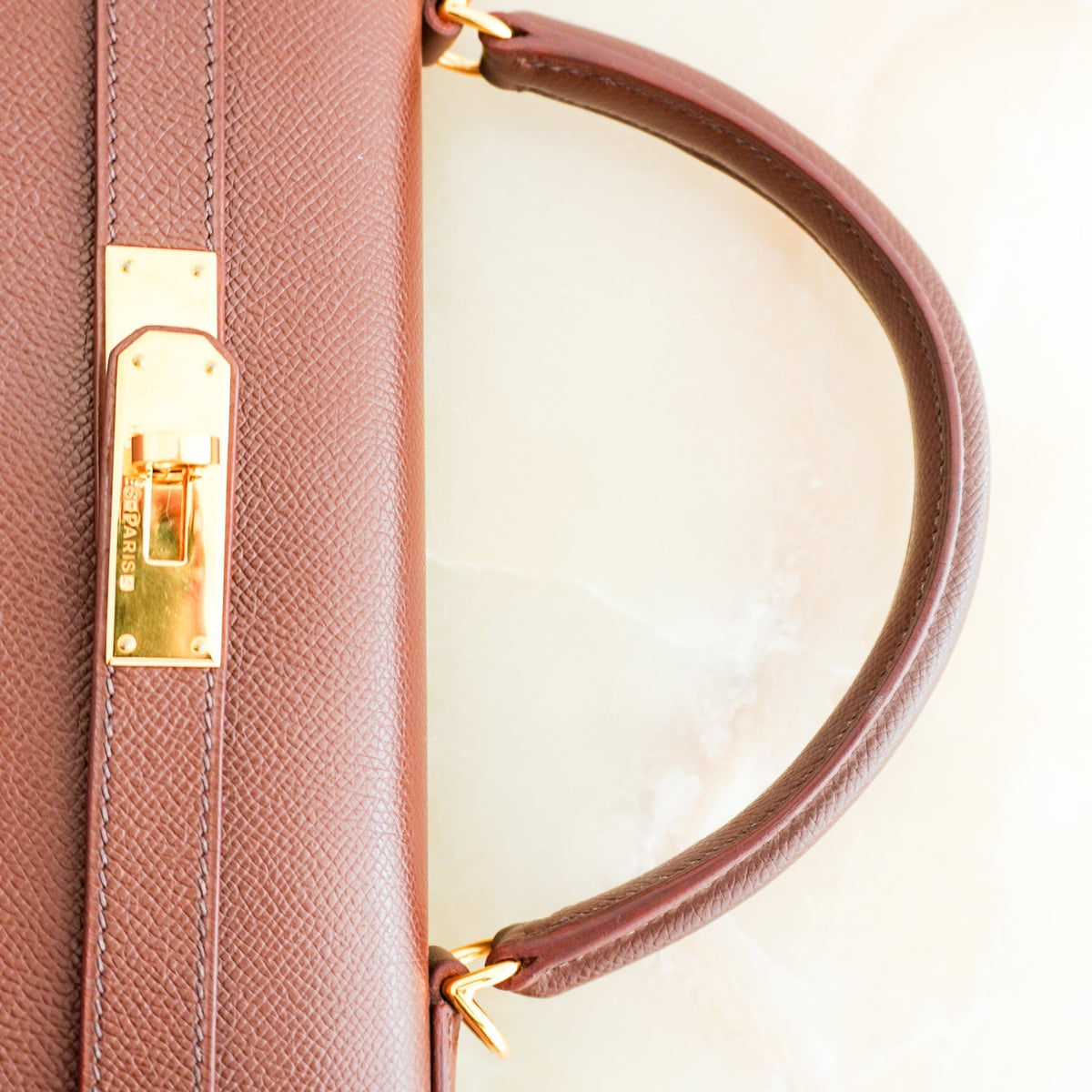 Hermes Kelly 32 Courchevel Havane Shoulder Bag Gold Hardware | Authentic Preloved - Reloved Again