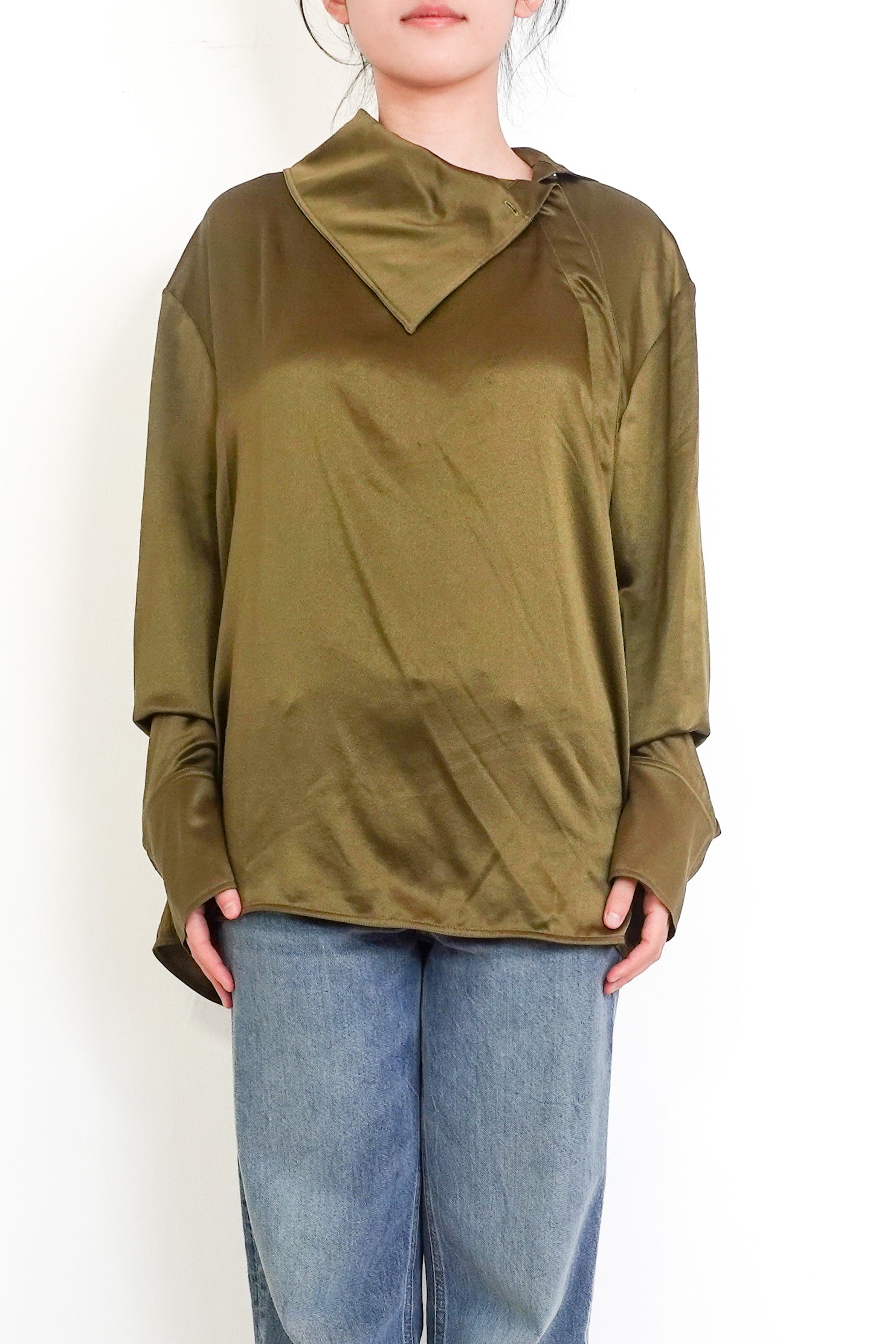 Long-sleeve Asymmetrical Silk blouse RRP £400