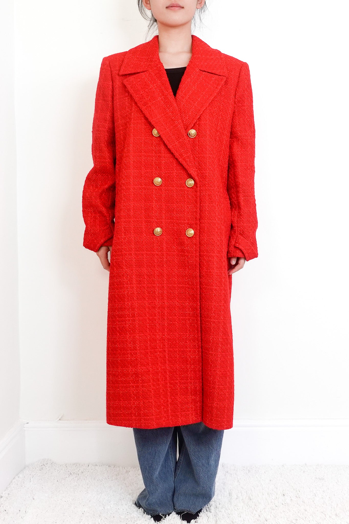 Red boucle coat RRP £700