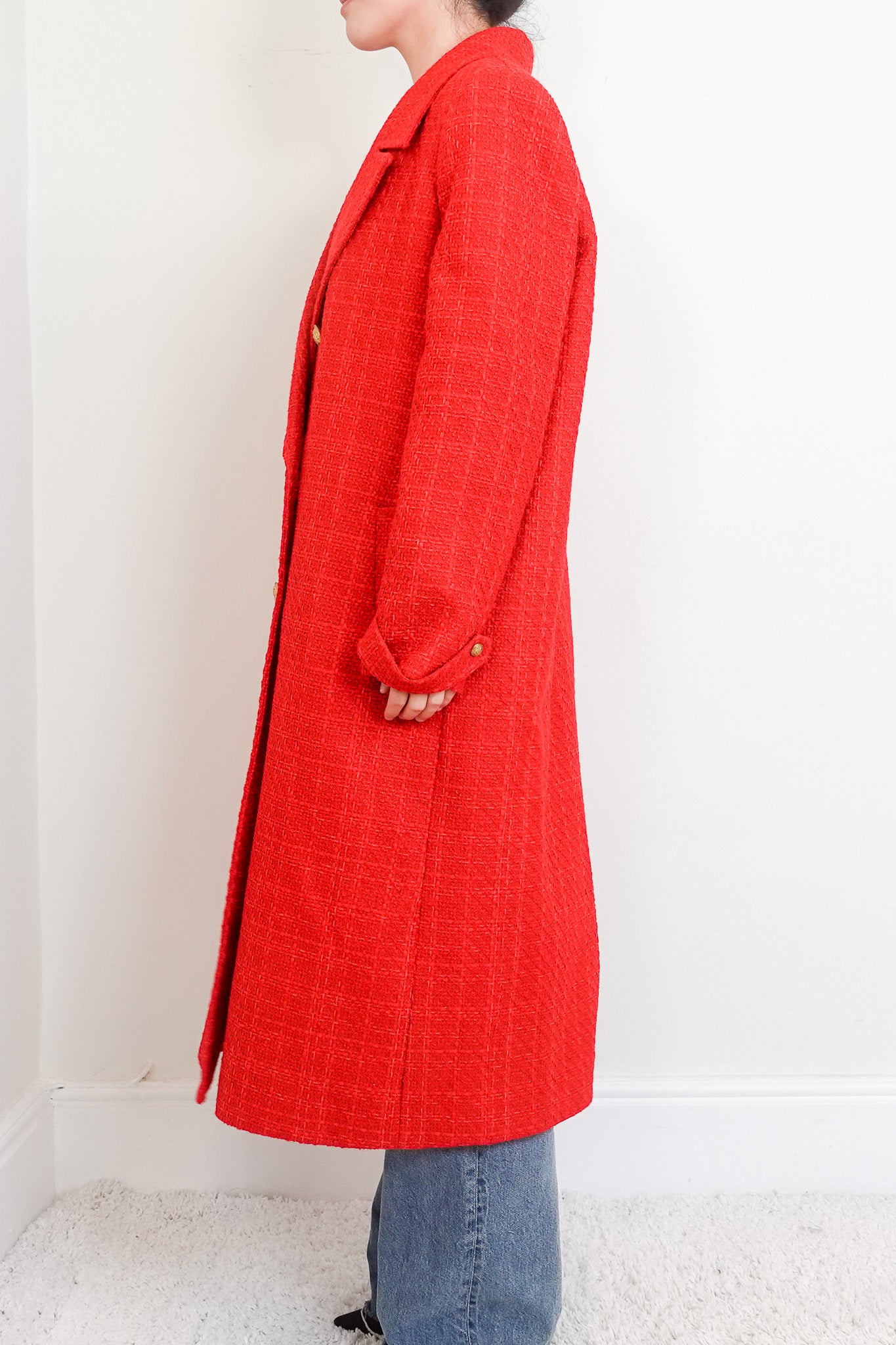 Red boucle coat RRP £700