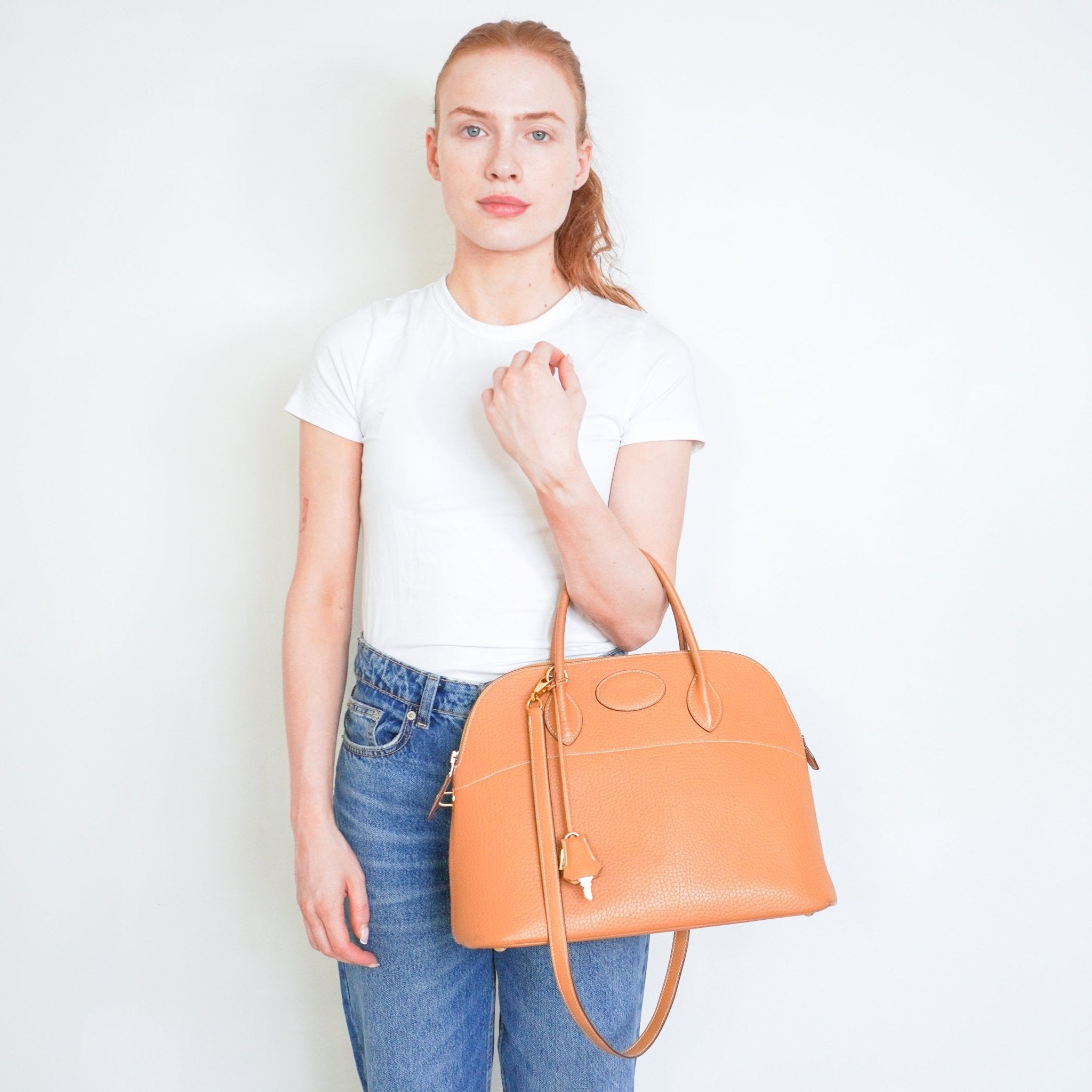 Hermès Bolide 35 Bag in Gold Togo Leather and Gold Tone Hardware (RRP £6000) | Authentic Preloved - Reloved Again