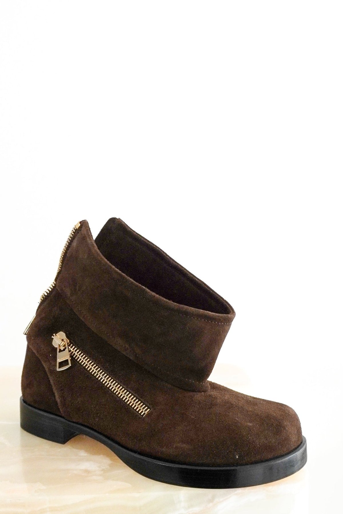 NEW JW Anderson Brown Suede Ankle Boots with Gild Zips (RRP £700) | Authentic Preloved - Reloved Again