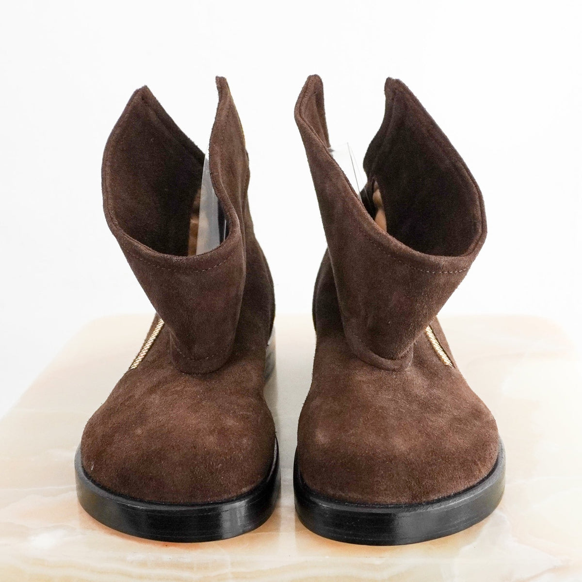 NEW JW Anderson Brown Suede Ankle Boots with Gild Zips (RRP £700) | Authentic Preloved
